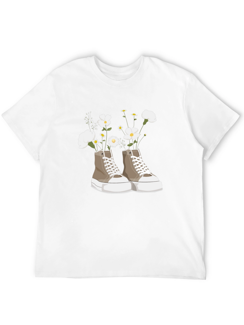 Floral Sneaker Graphic Tee - Trendy Casual Top
