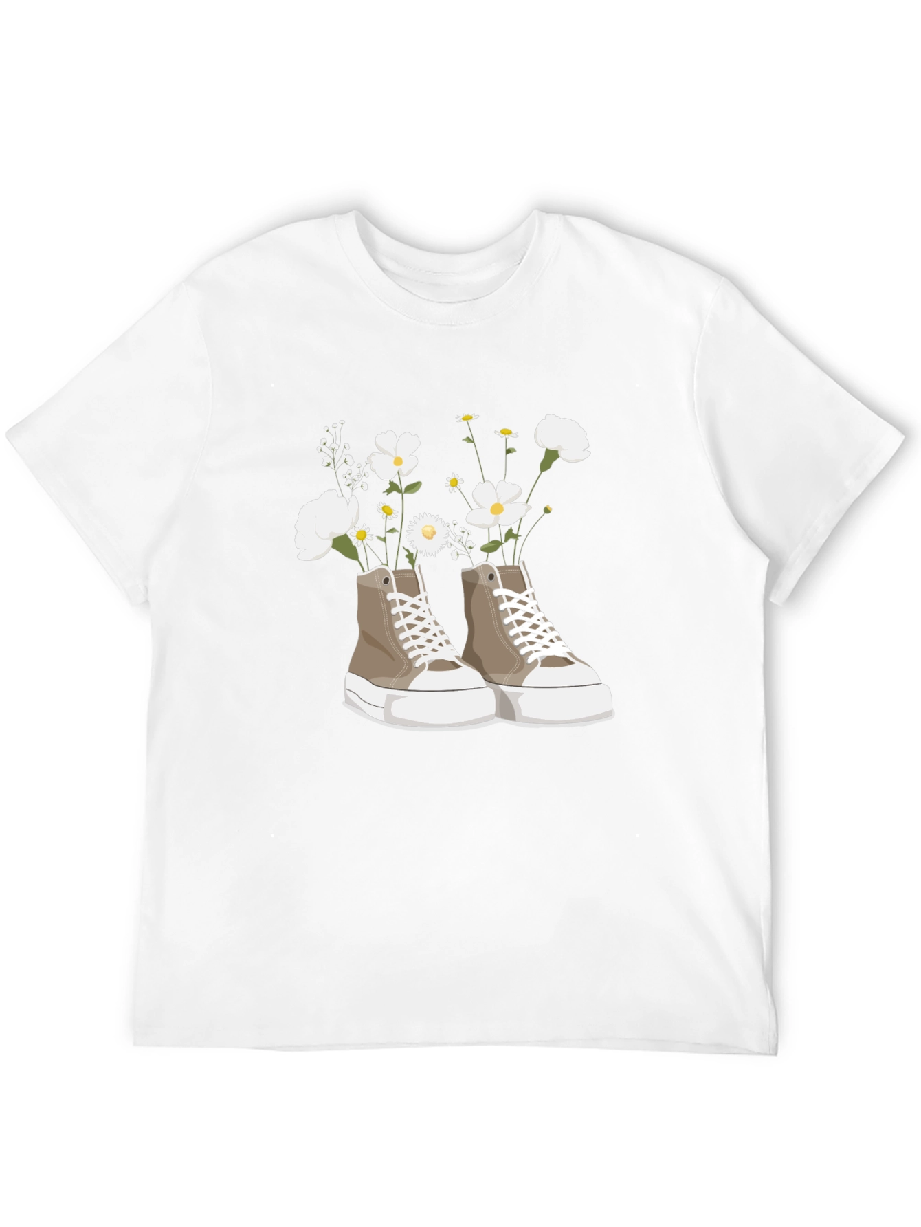 Floral Sneaker Graphic Tee - Trendy Casual Top