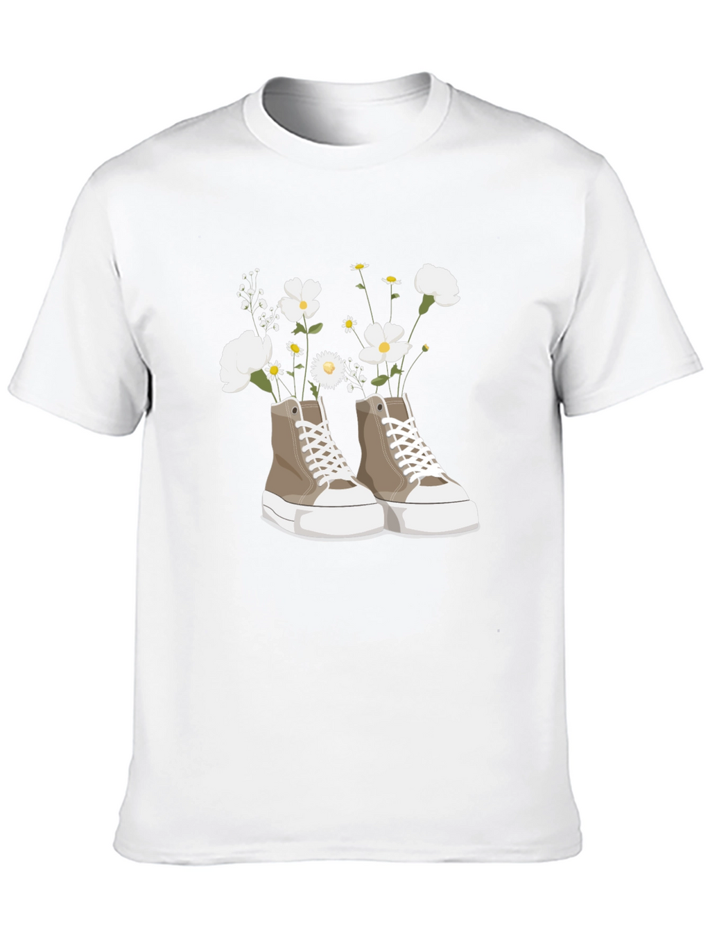 Floral Sneaker Graphic Tee - Trendy Casual Top