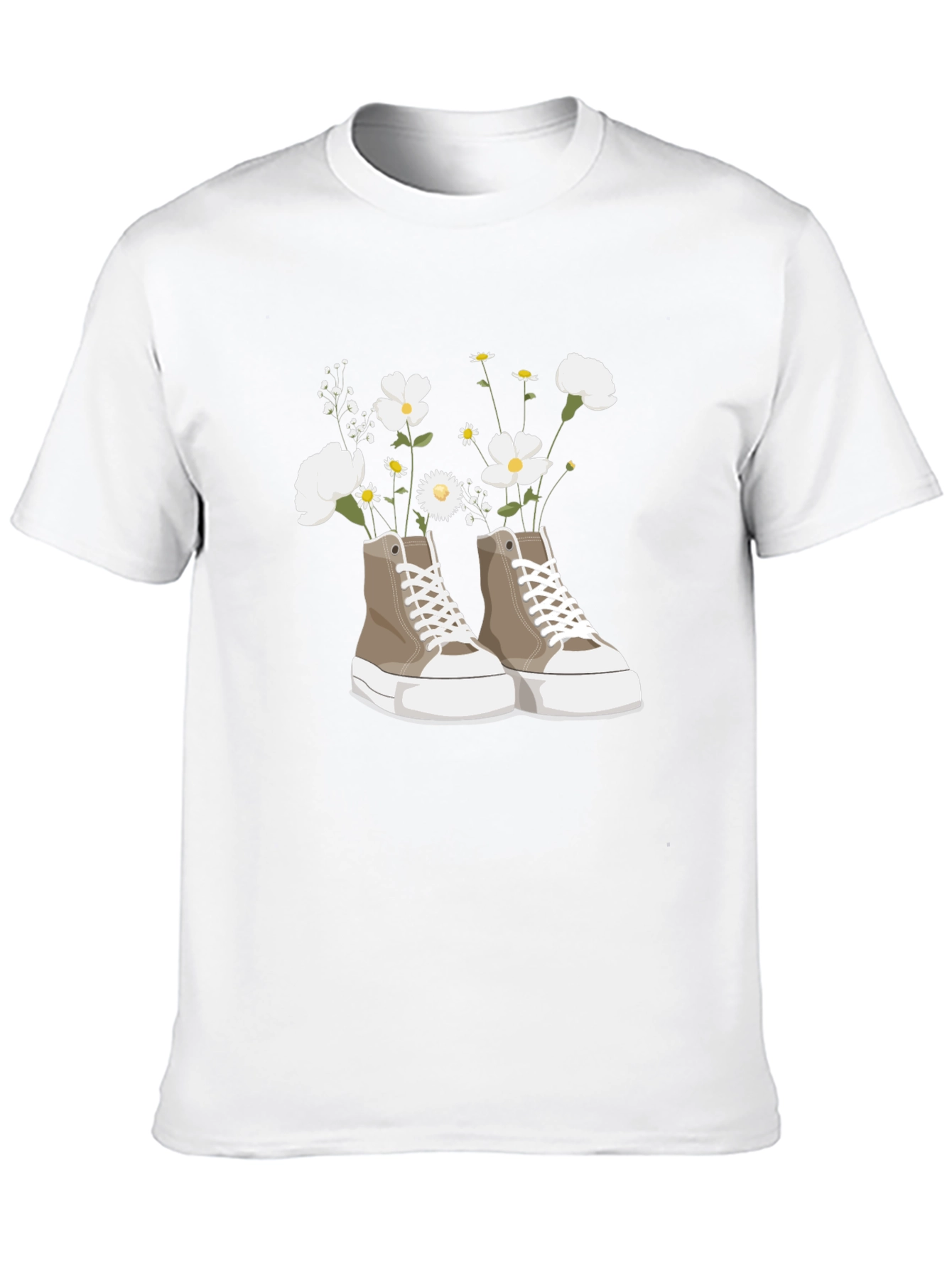 Floral Sneaker Graphic Tee - Trendy Casual Top