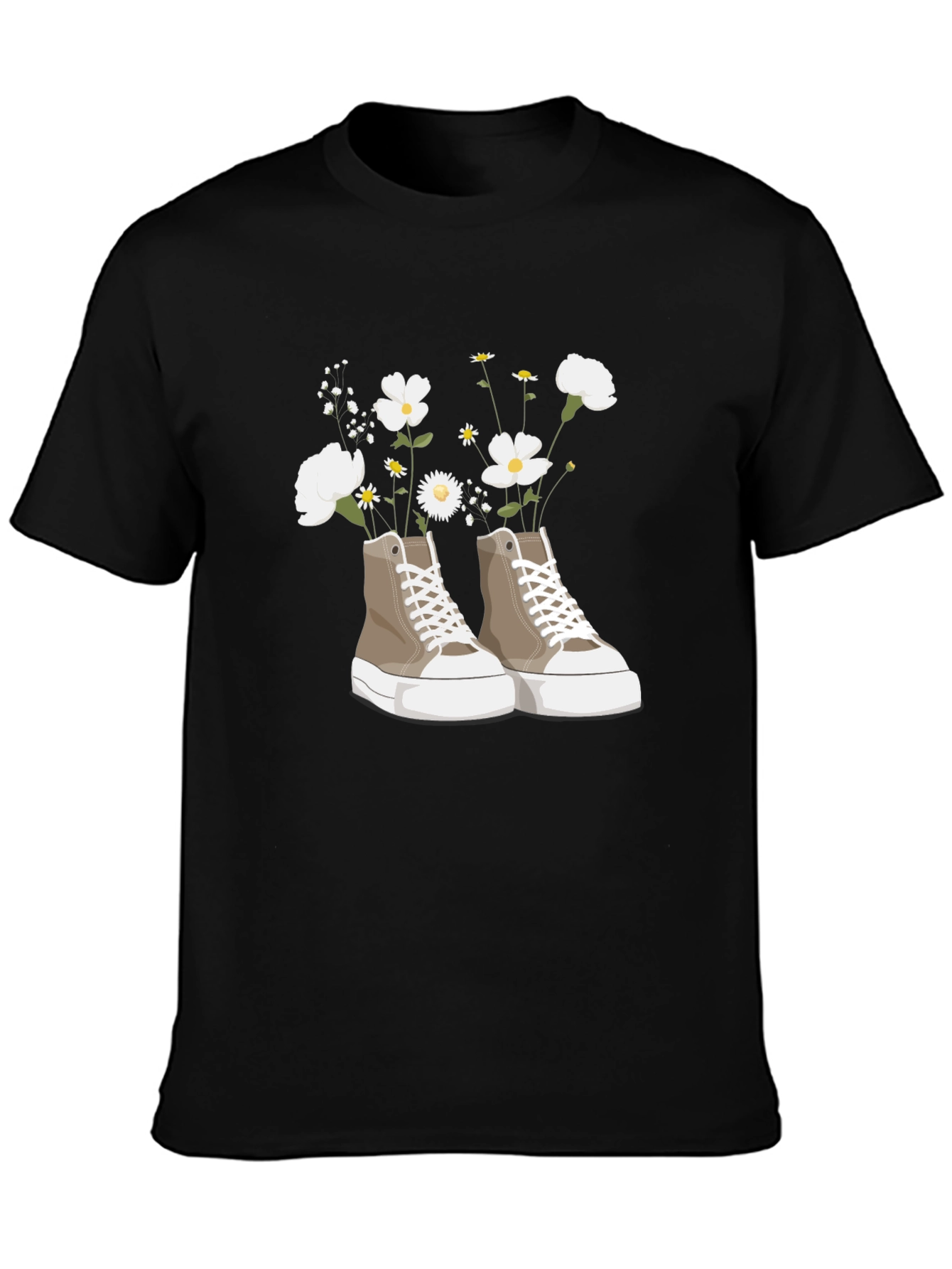 Floral Sneaker Graphic Tee - Trendy Casual Top