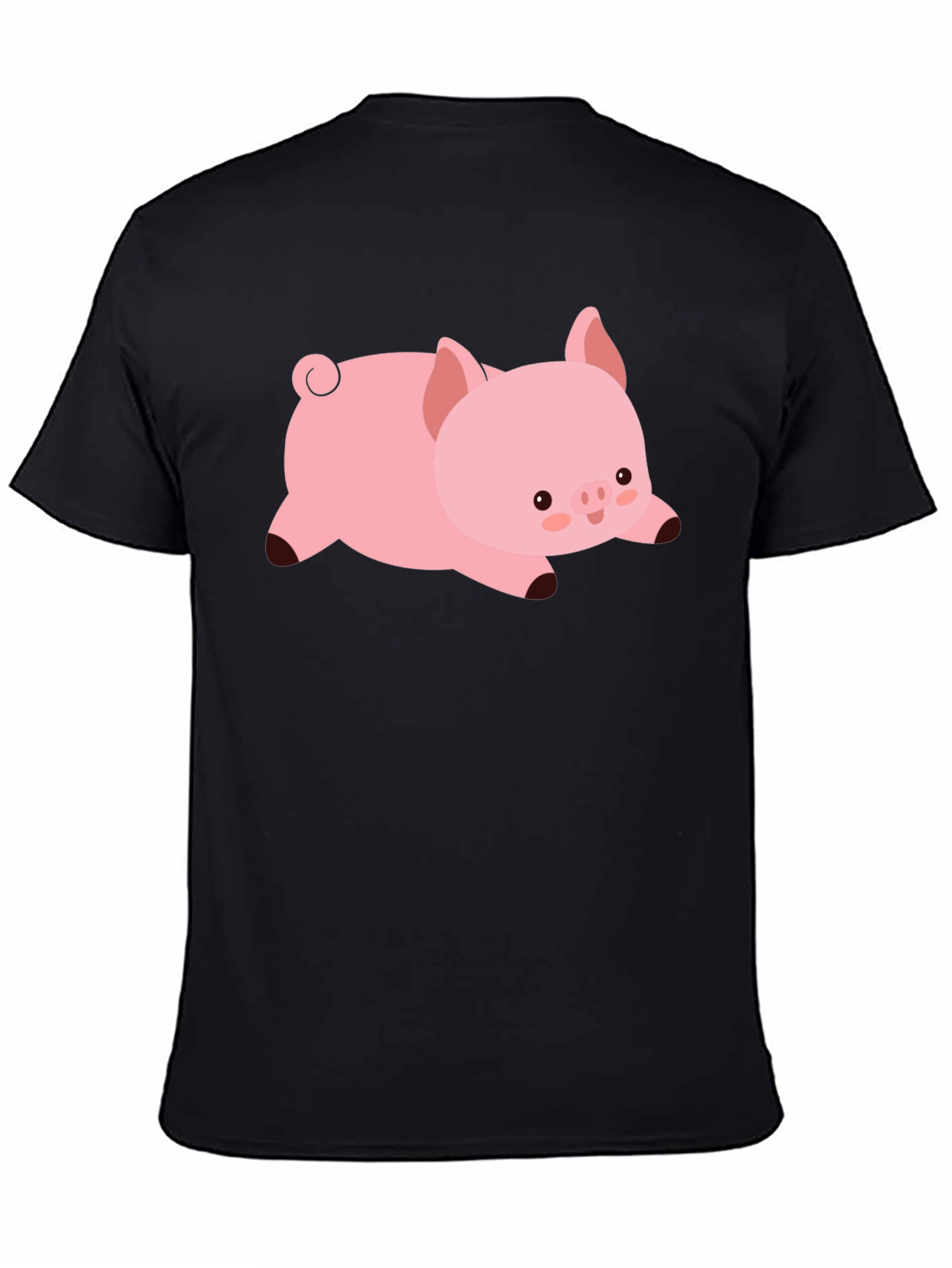 Cute Pig T-Shirt - Black Cotton Tee