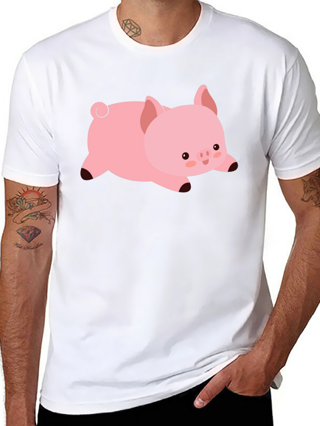Cute Pig T-Shirt - Black Cotton Tee