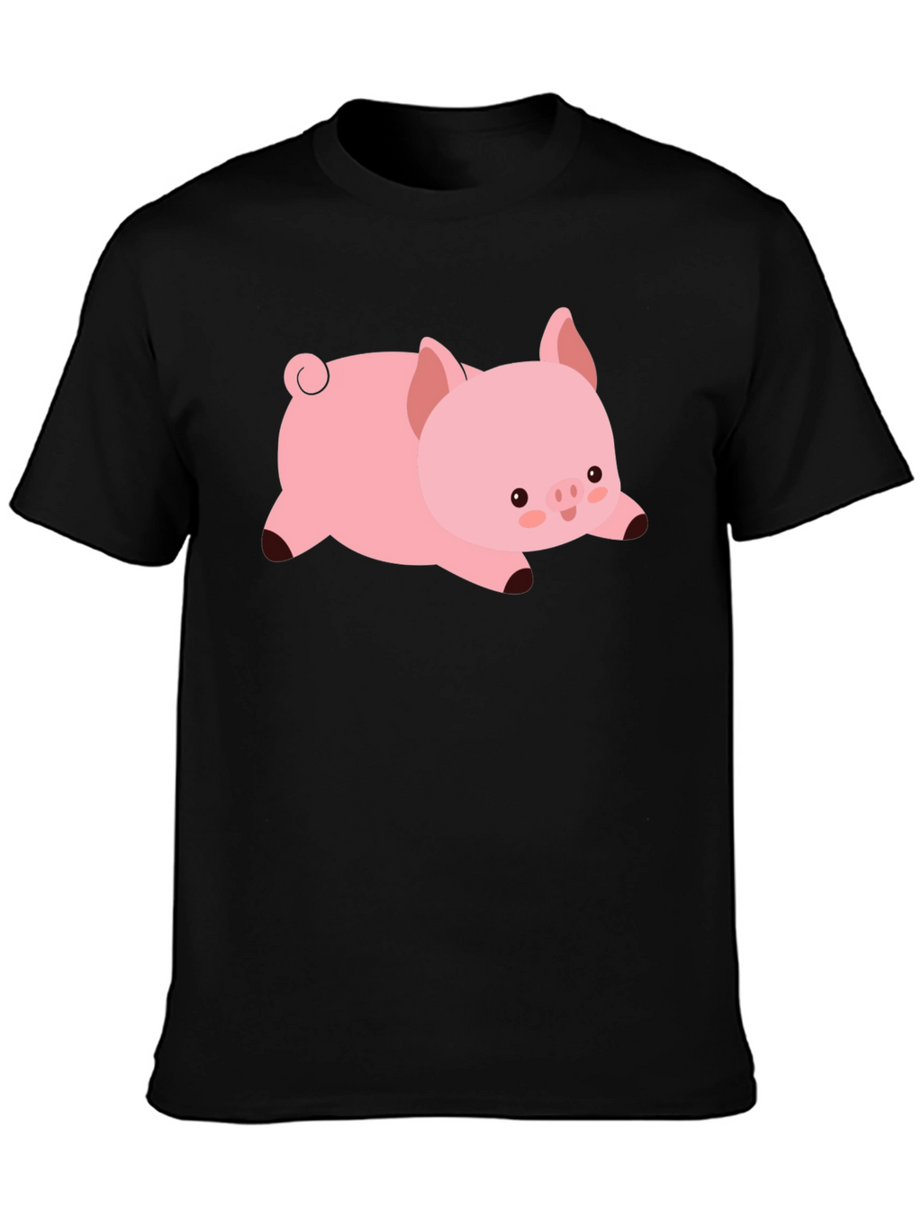 Cute Pig T-Shirt - Black Cotton Tee