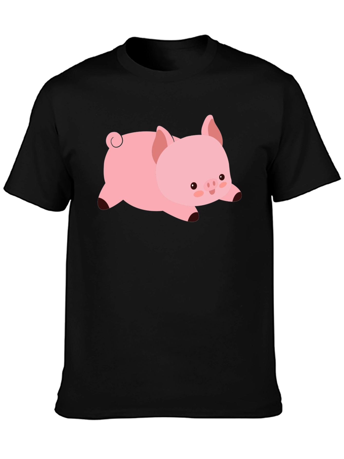 Cute Pig T-Shirt - Black Cotton Tee