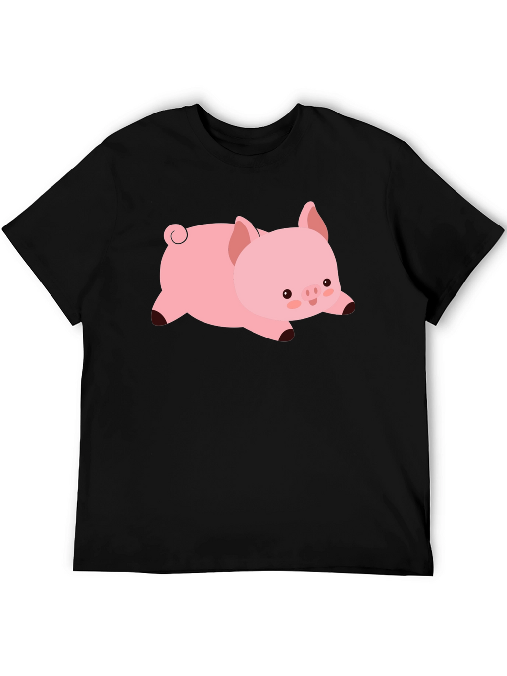 Cute Pig T-Shirt - Black Cotton Tee