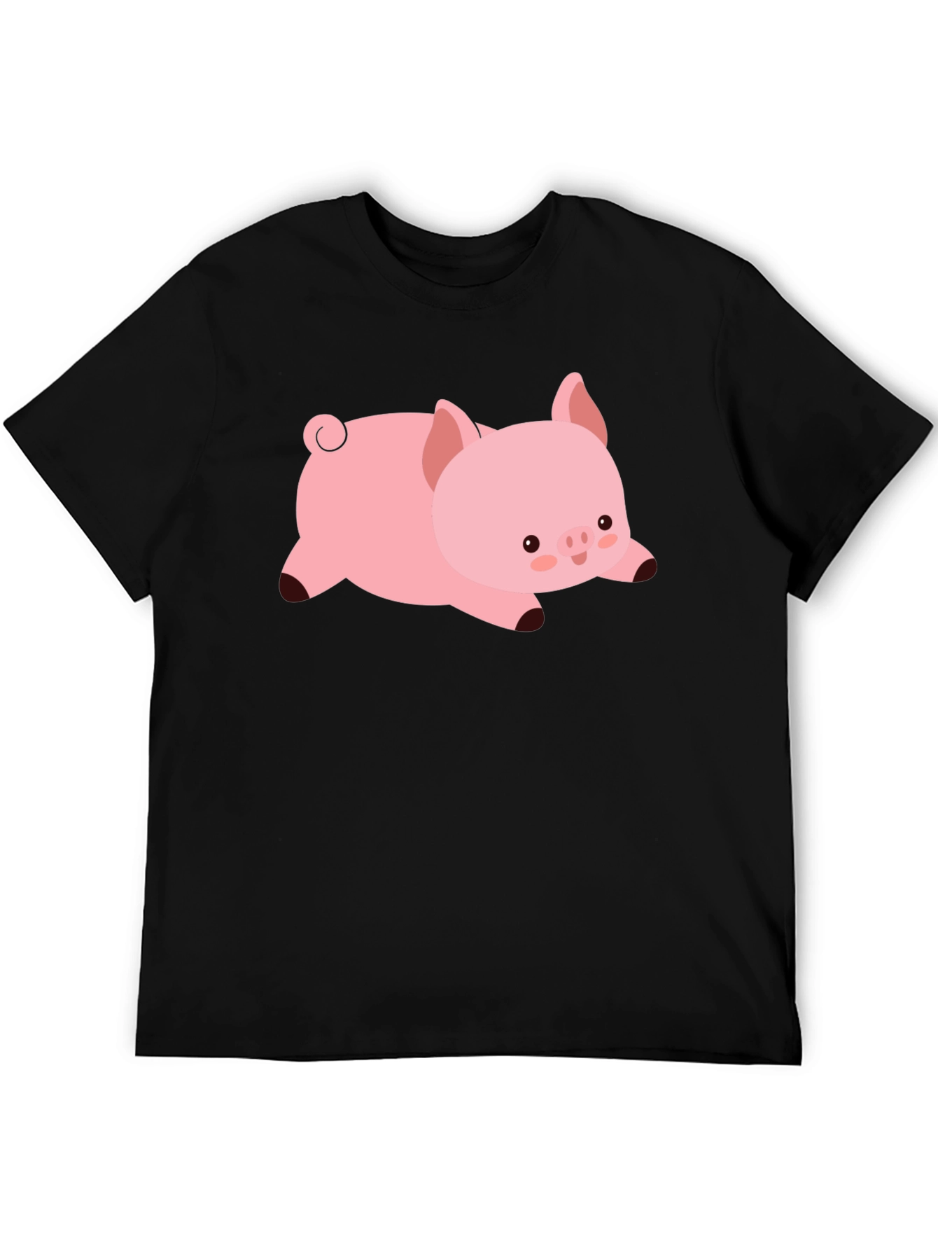 Cute Pig T-Shirt - Black Cotton Tee