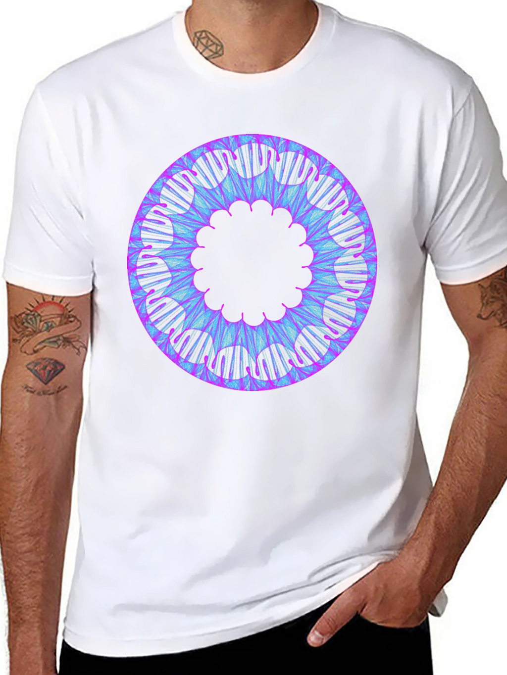 Abstract Circular Graphic Tee - Black Cotton Blend
