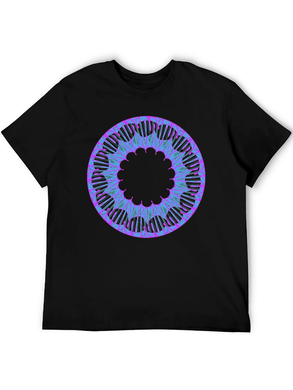 Abstract Circular Graphic Tee - Black Cotton Blend