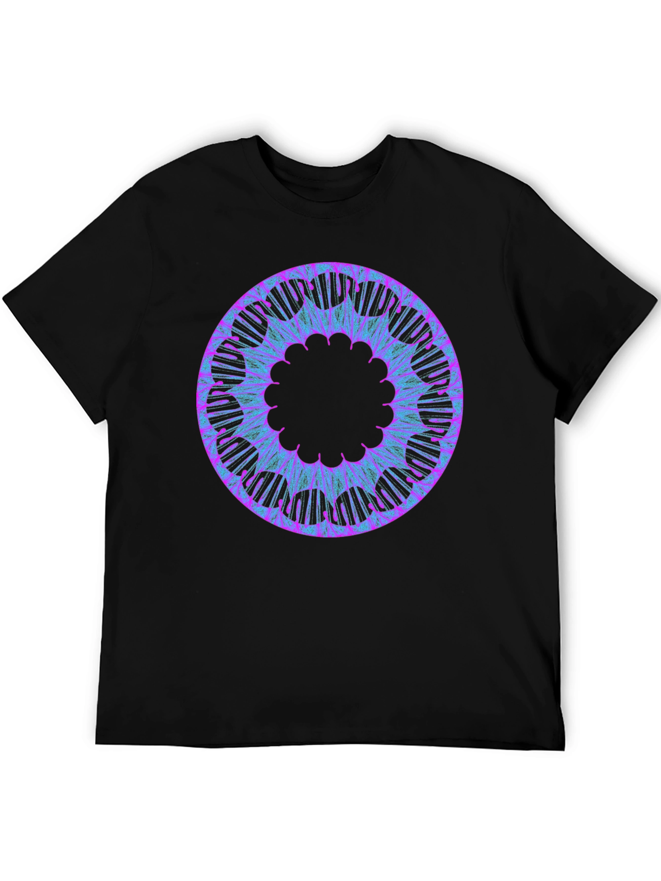Abstract Circular Graphic Tee - Black Cotton Blend
