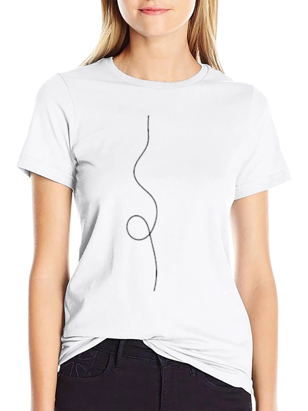 Minimalist Line Art T-Shirt - Black