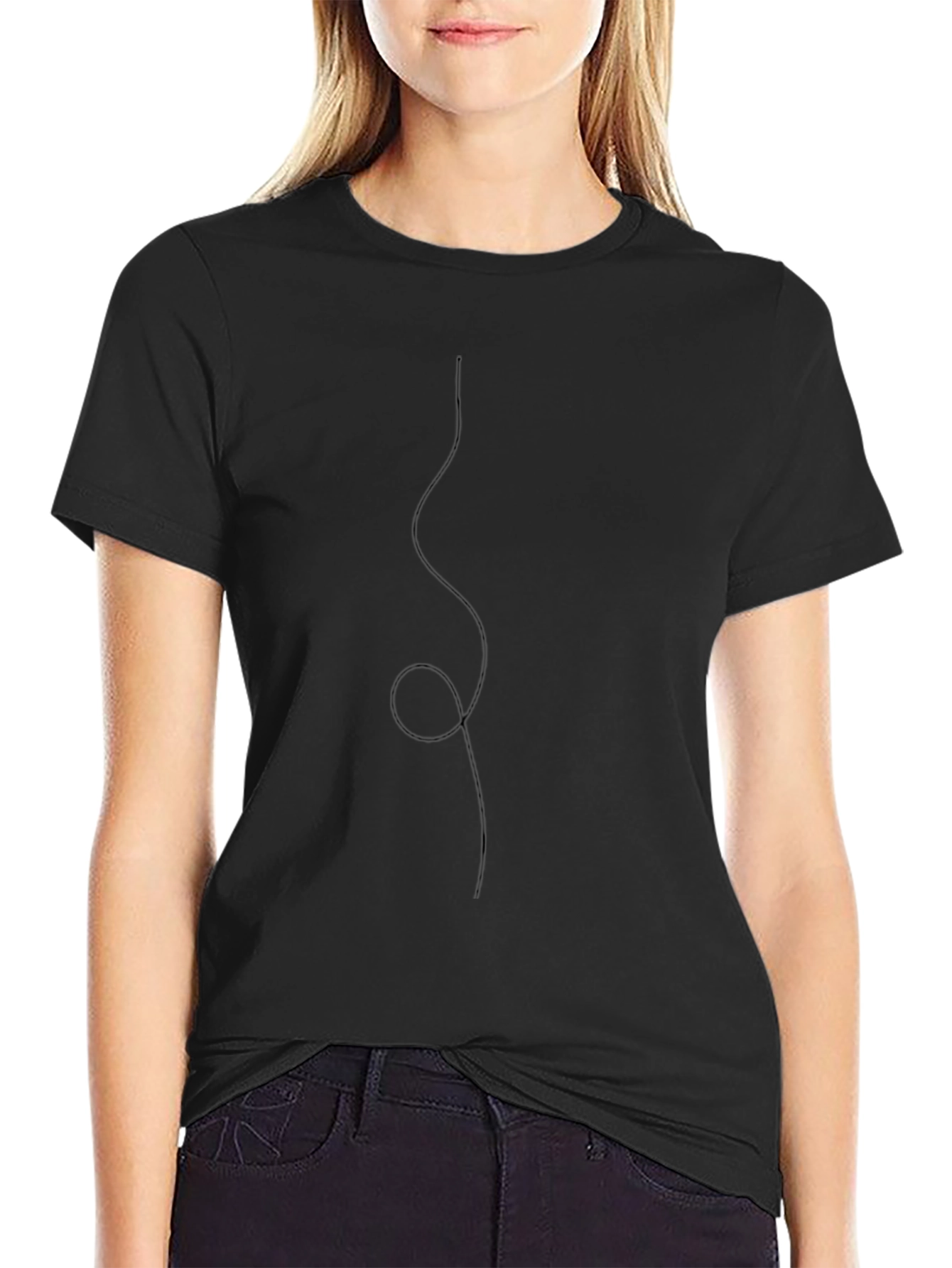 Minimalist Line Art T-Shirt - Black