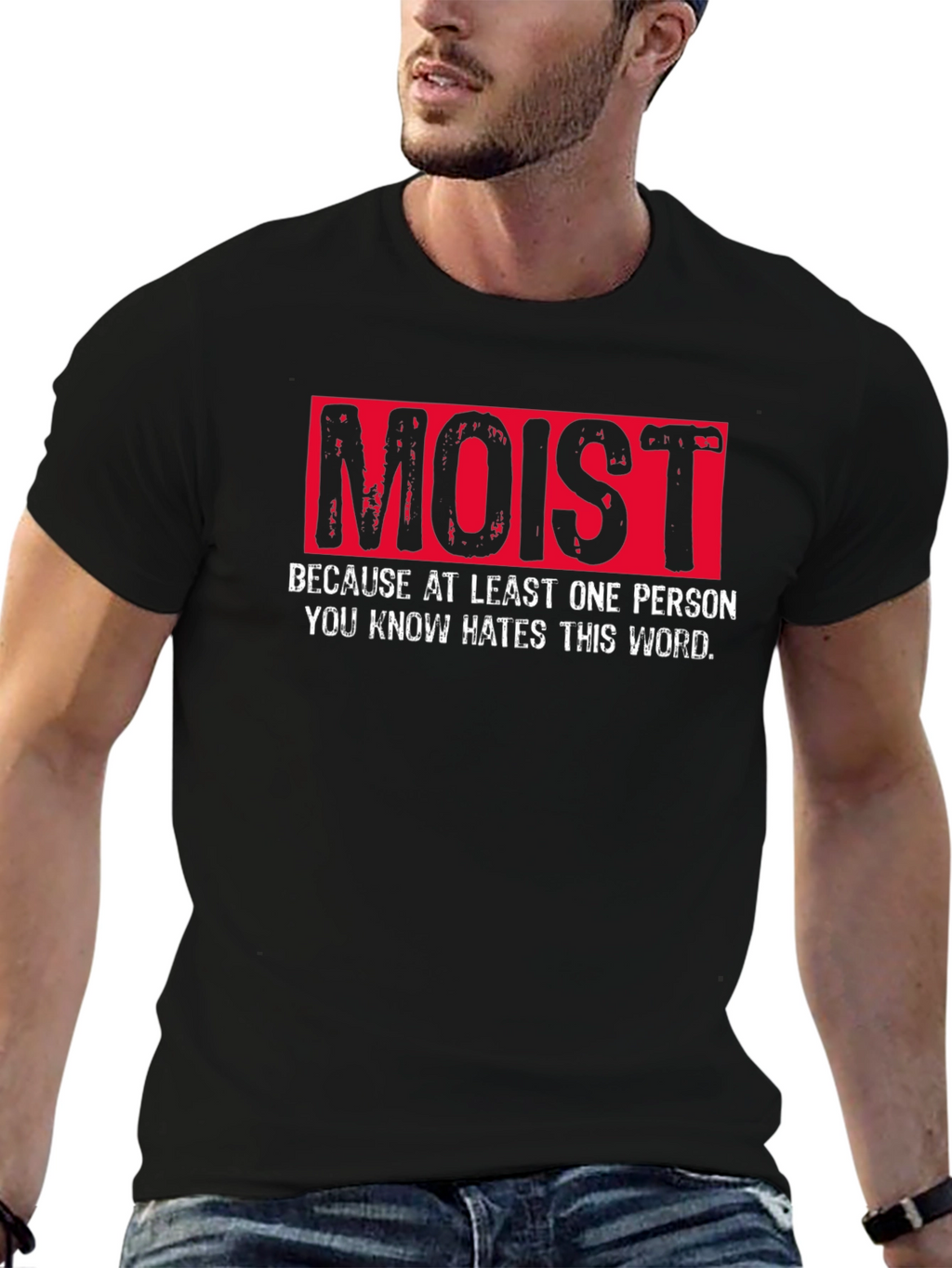 Moist Word Haters Black Cotton T-Shirt