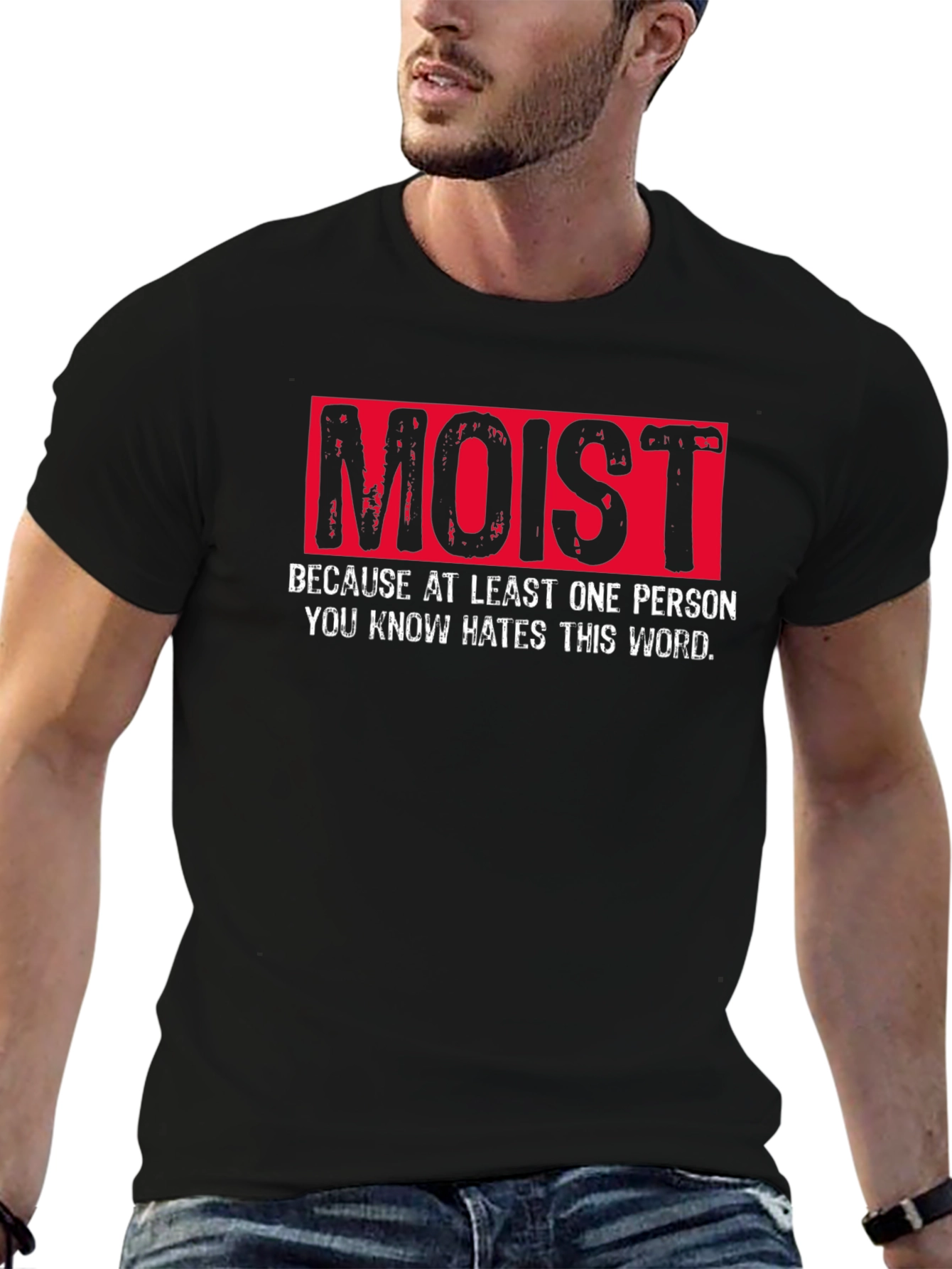 Moist Word Haters Black Cotton T-Shirt