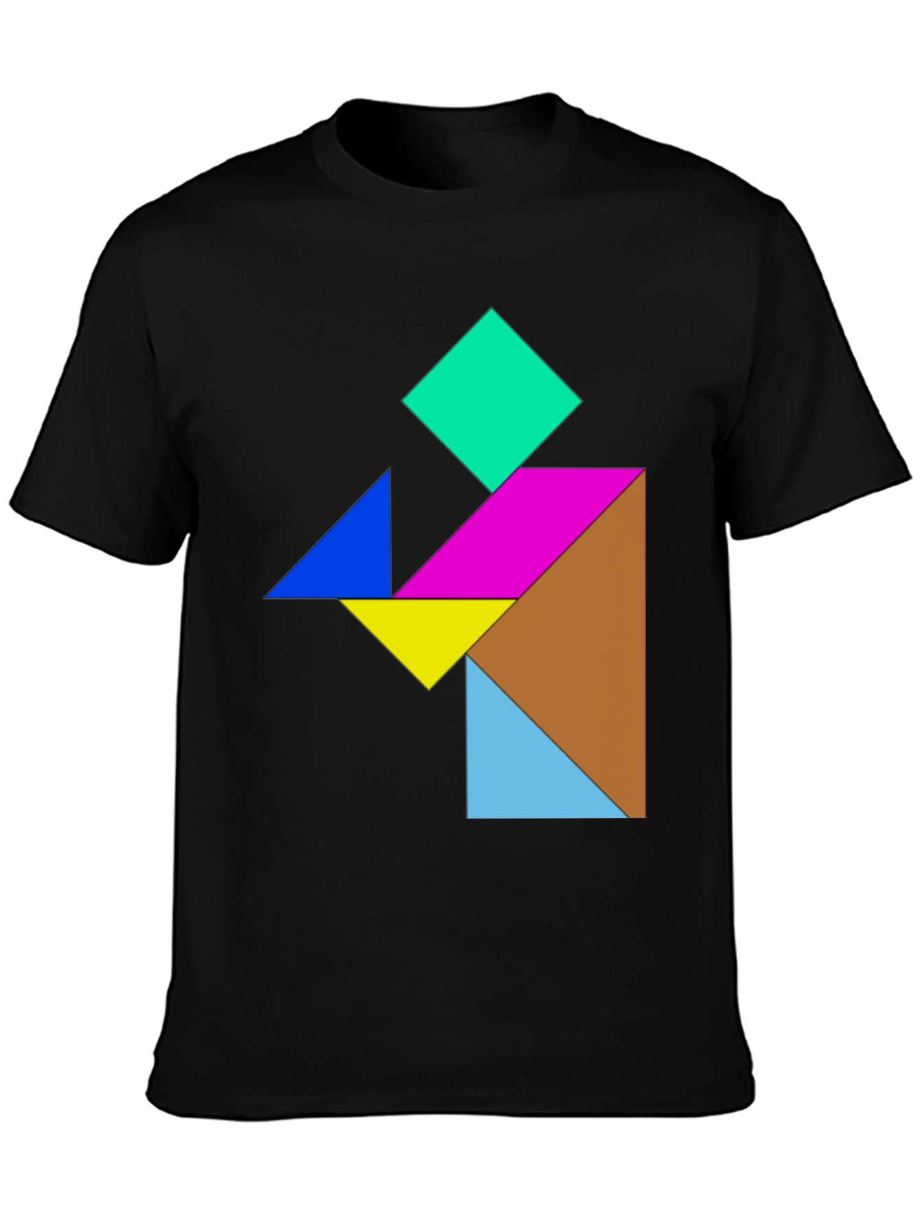 Tangram Puzzle Graphic Tee - Geometric Colorful Shirt