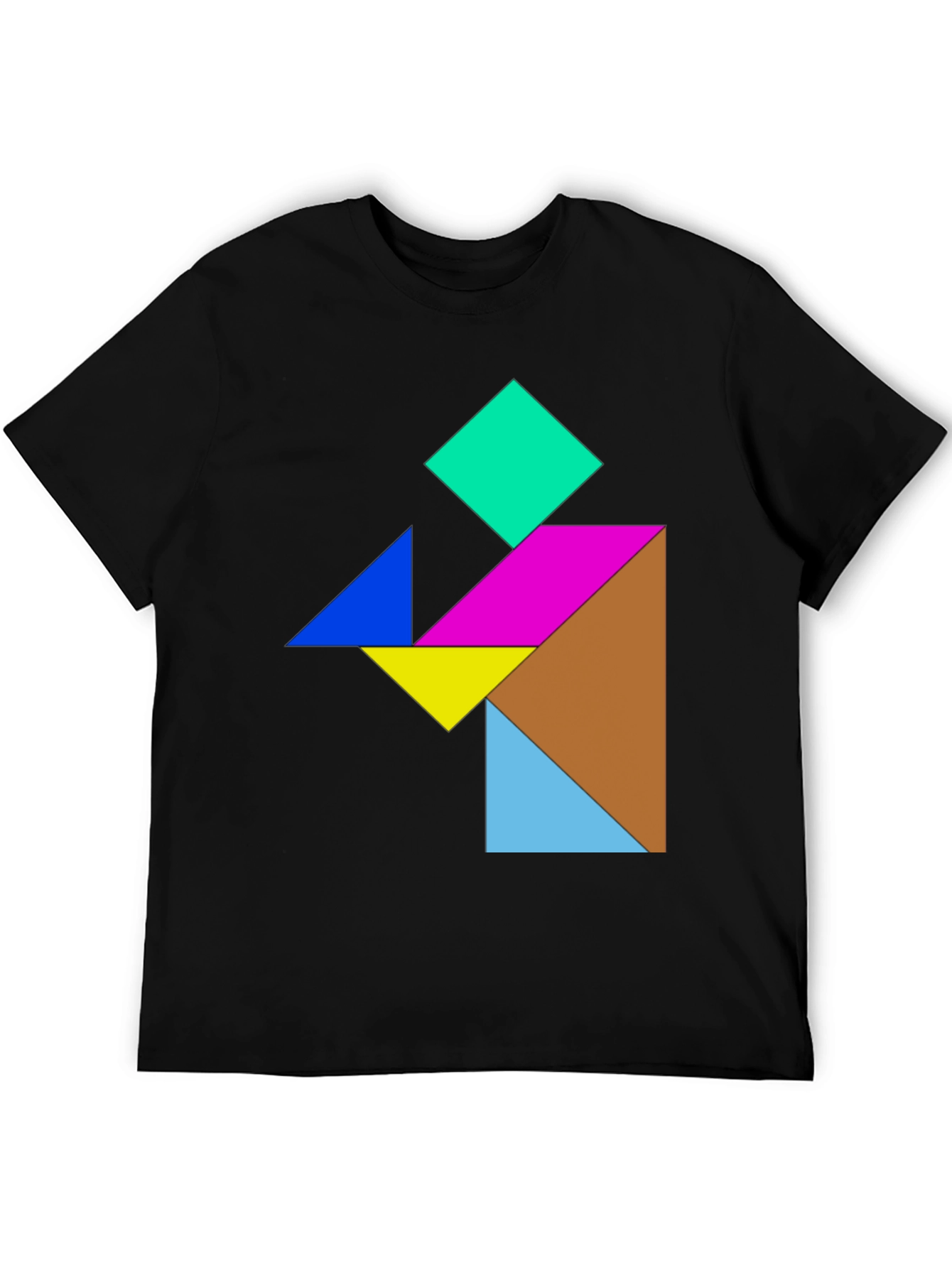 Tangram Puzzle Graphic Tee - Geometric Colorful Shirt