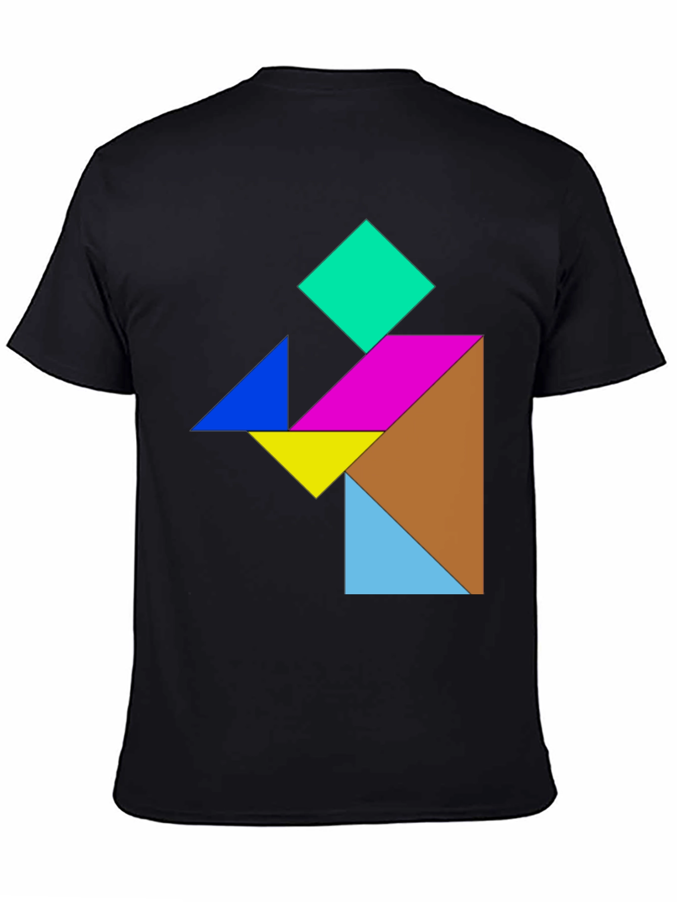 Tangram Puzzle Graphic Tee - Geometric Colorful Shirt
