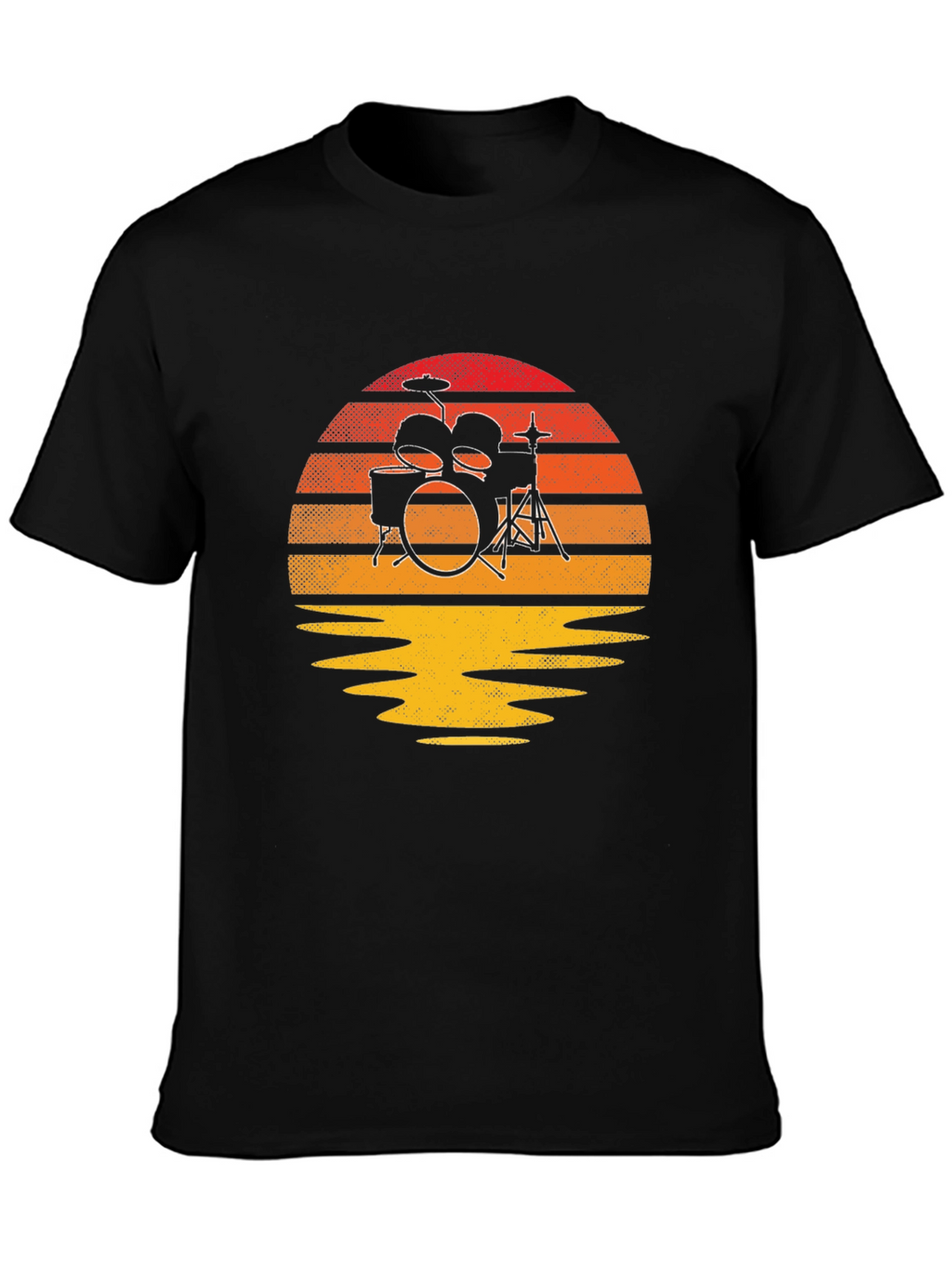 Sunset Drum Kit Graphic Tee - Music Lovers T-Shirt