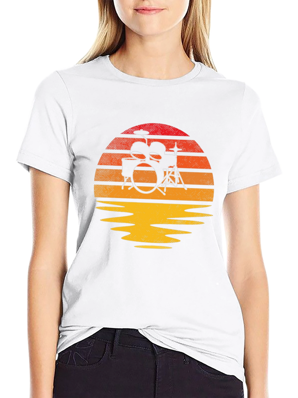 Sunset Drum Kit Graphic Tee - Music Lovers T-Shirt