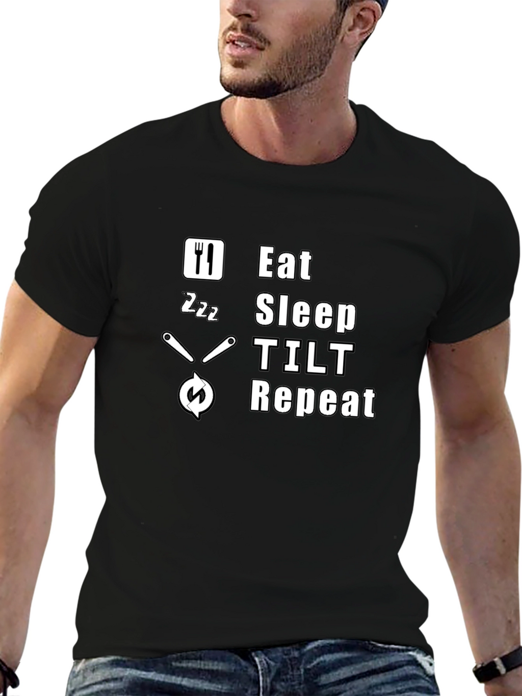Eat Sleep Tilt Repeat Black T-Shirt