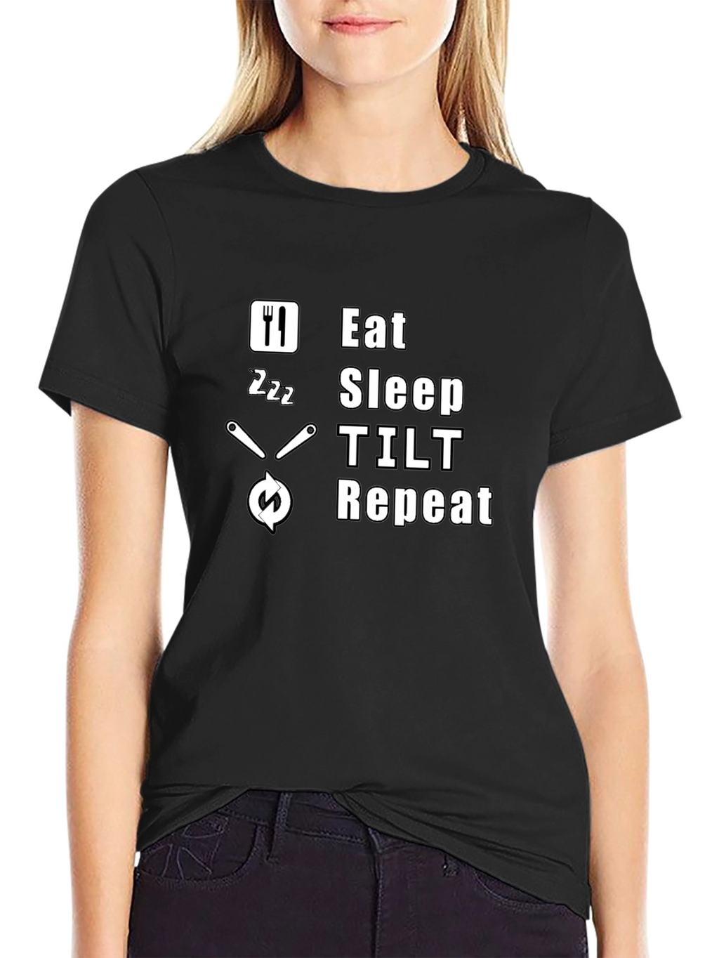 Eat Sleep Tilt Repeat Black T-Shirt