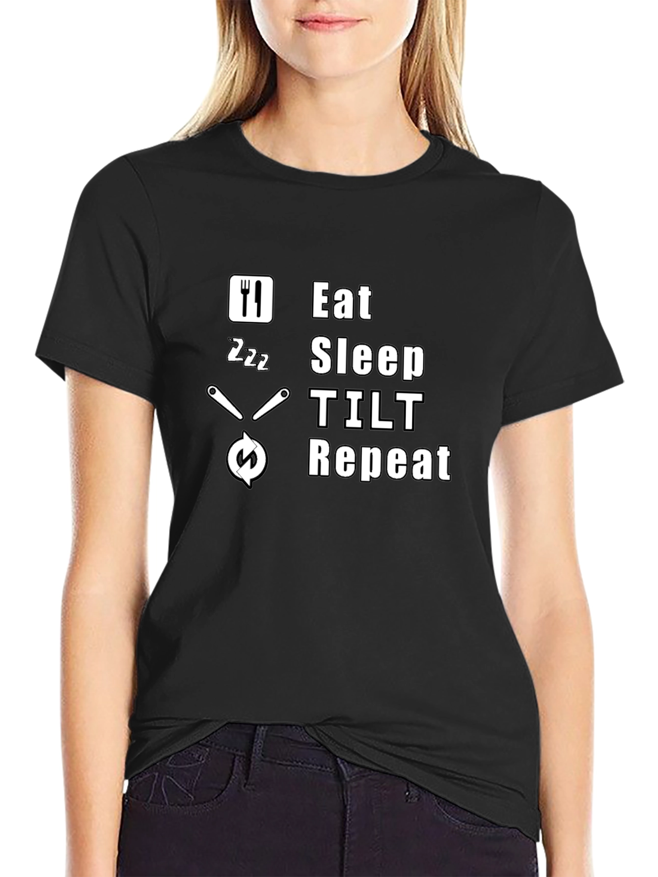 Eat Sleep Tilt Repeat Black T-Shirt