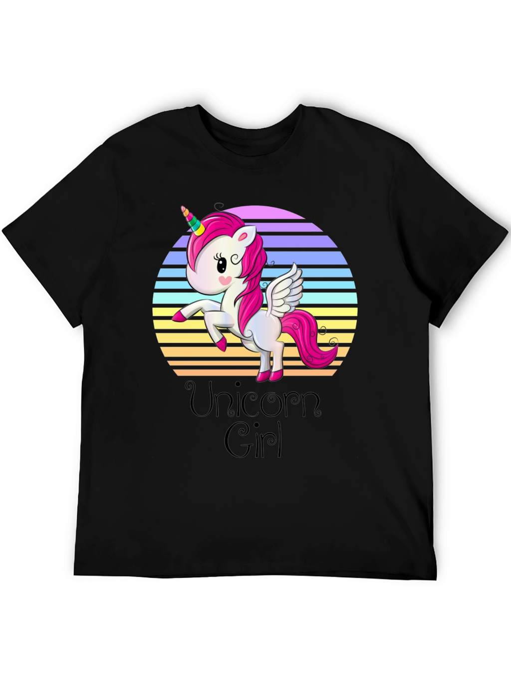 Unicorn Girl Black T-Shirt