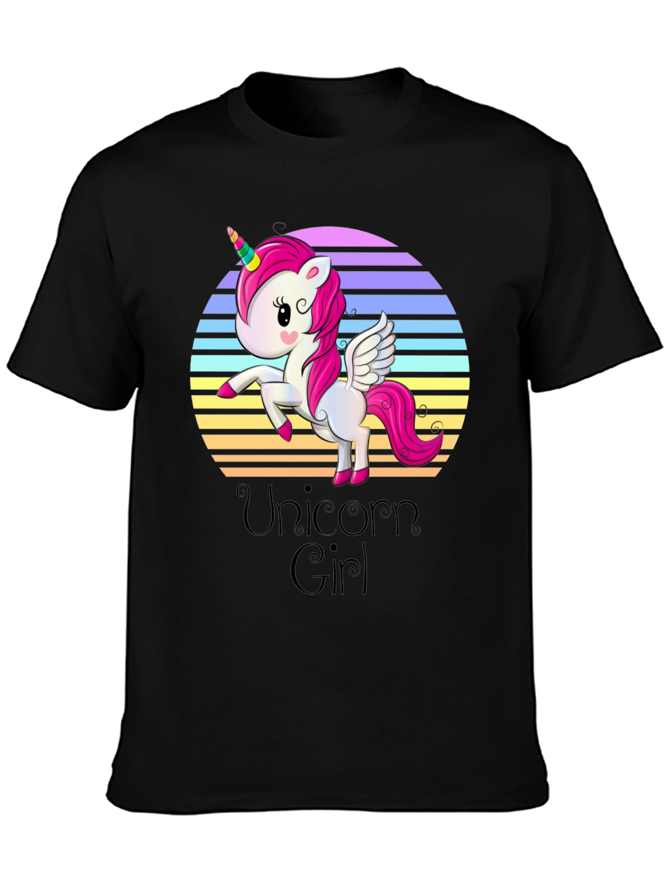Unicorn Girl Black T-Shirt