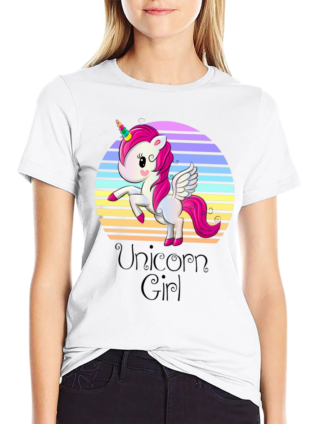 Unicorn Girl Black T-Shirt