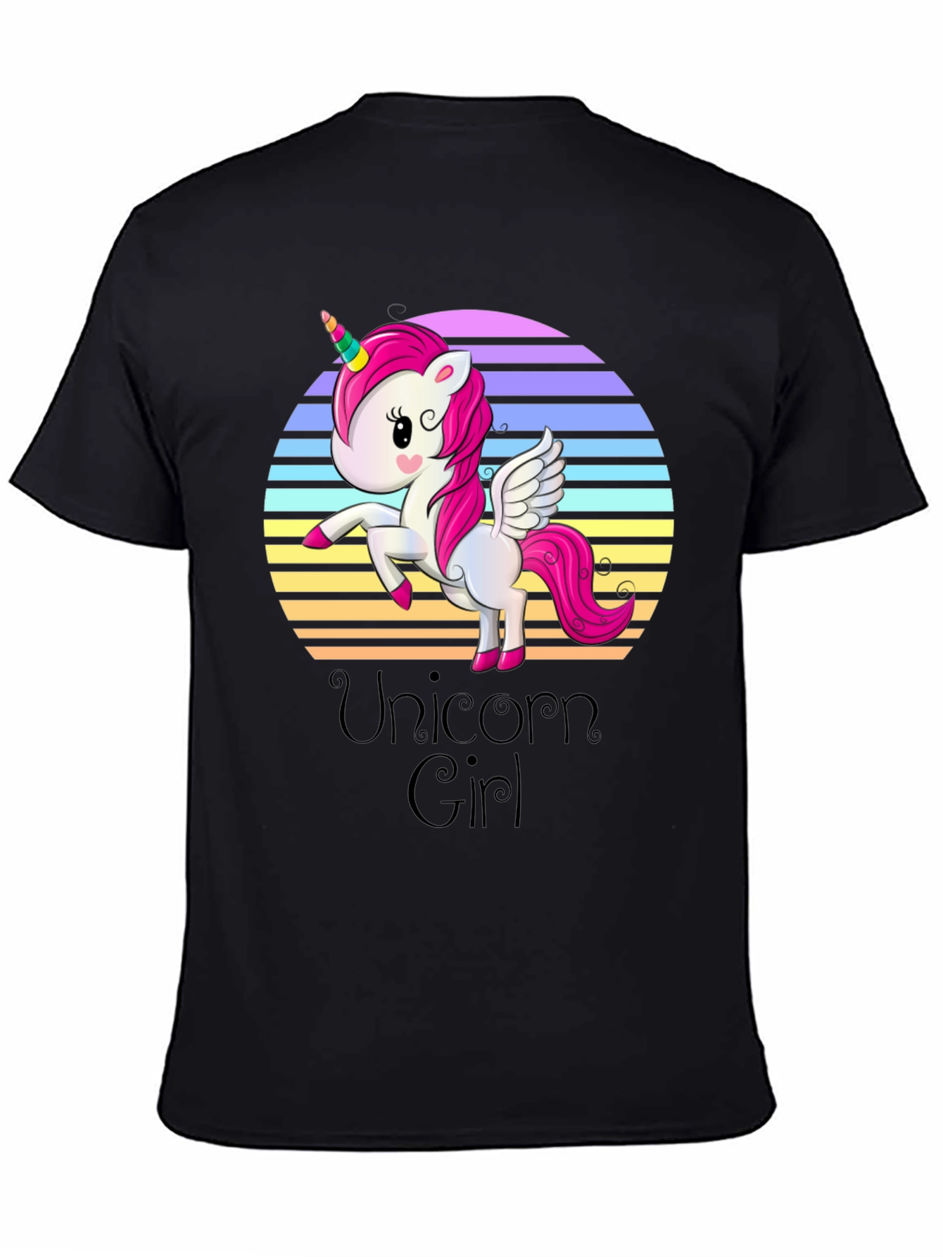 Unicorn Girl Black T-Shirt