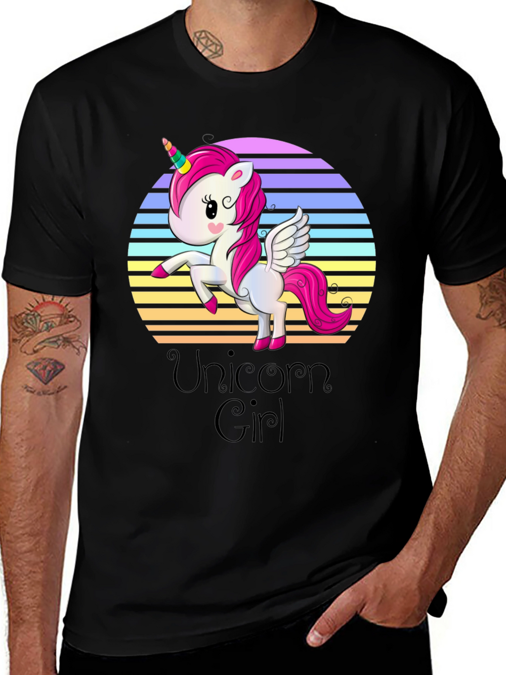 Unicorn Girl Black T-Shirt