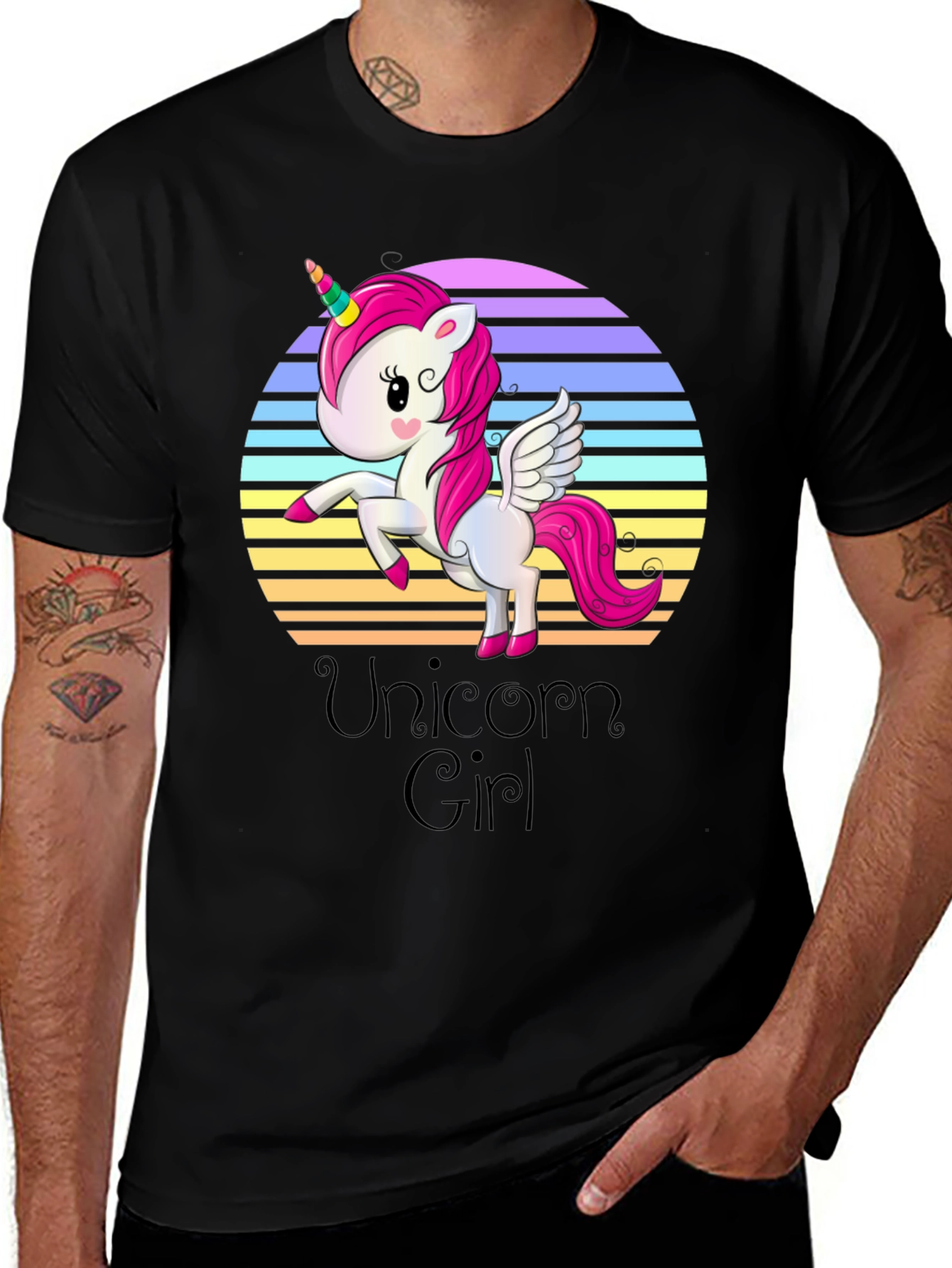 Unicorn Girl Black T-Shirt