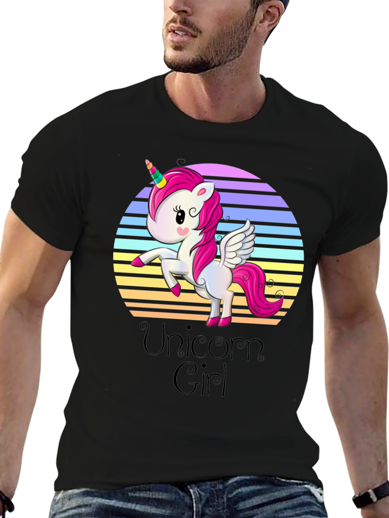Unicorn Girl Black T-Shirt