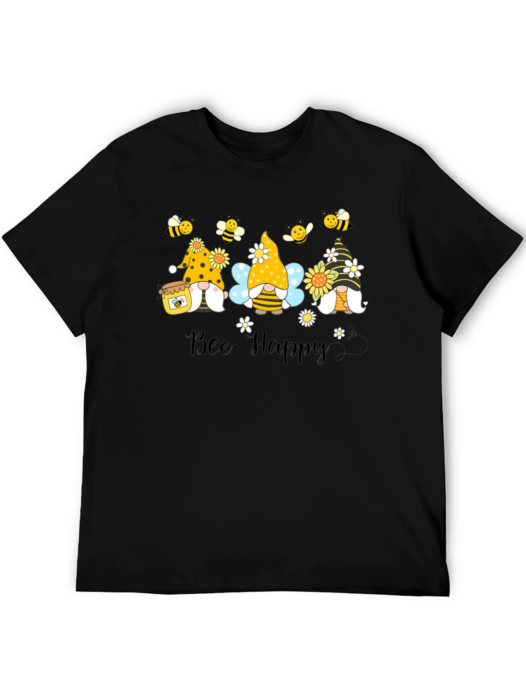 Bee Happy Gnomes Graphic T-Shirt - Cute & Comfy