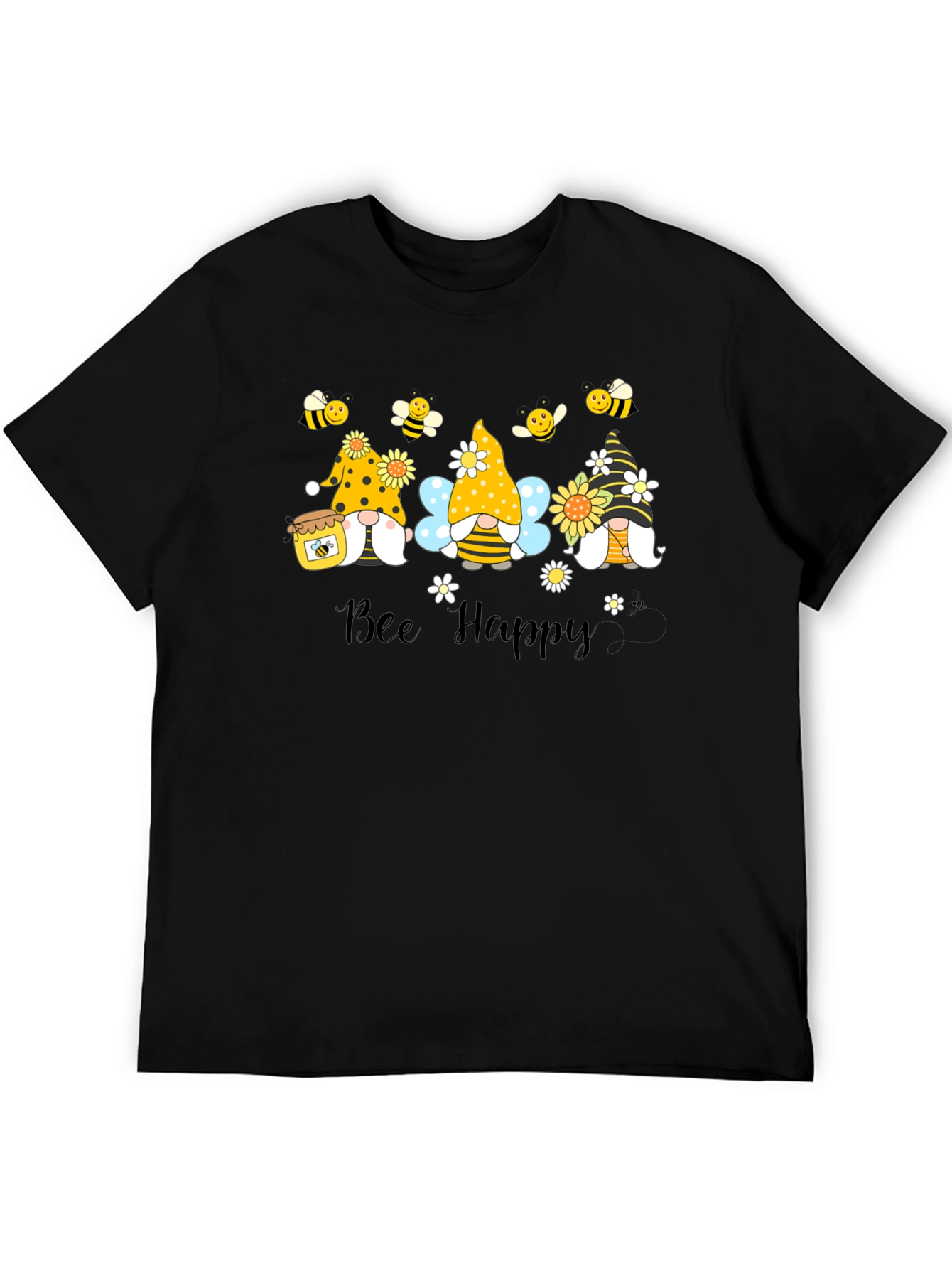 Bee Happy Gnomes Graphic T-Shirt - Cute & Comfy