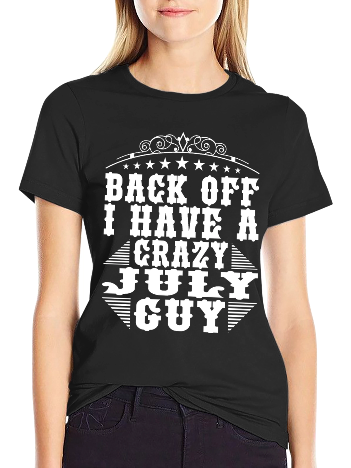 Crazy July Guy Black Graphic Tee