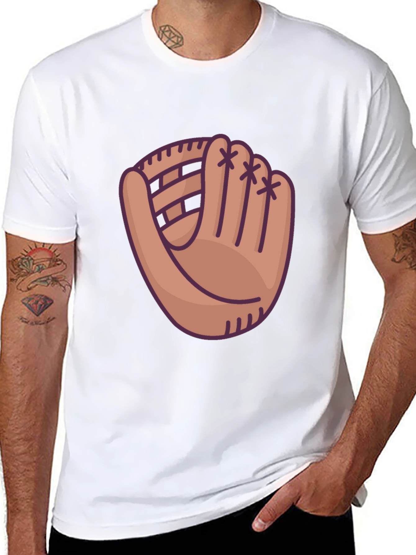 Baseball Glove Graphic T-Shirt - Sporty Casual Wear