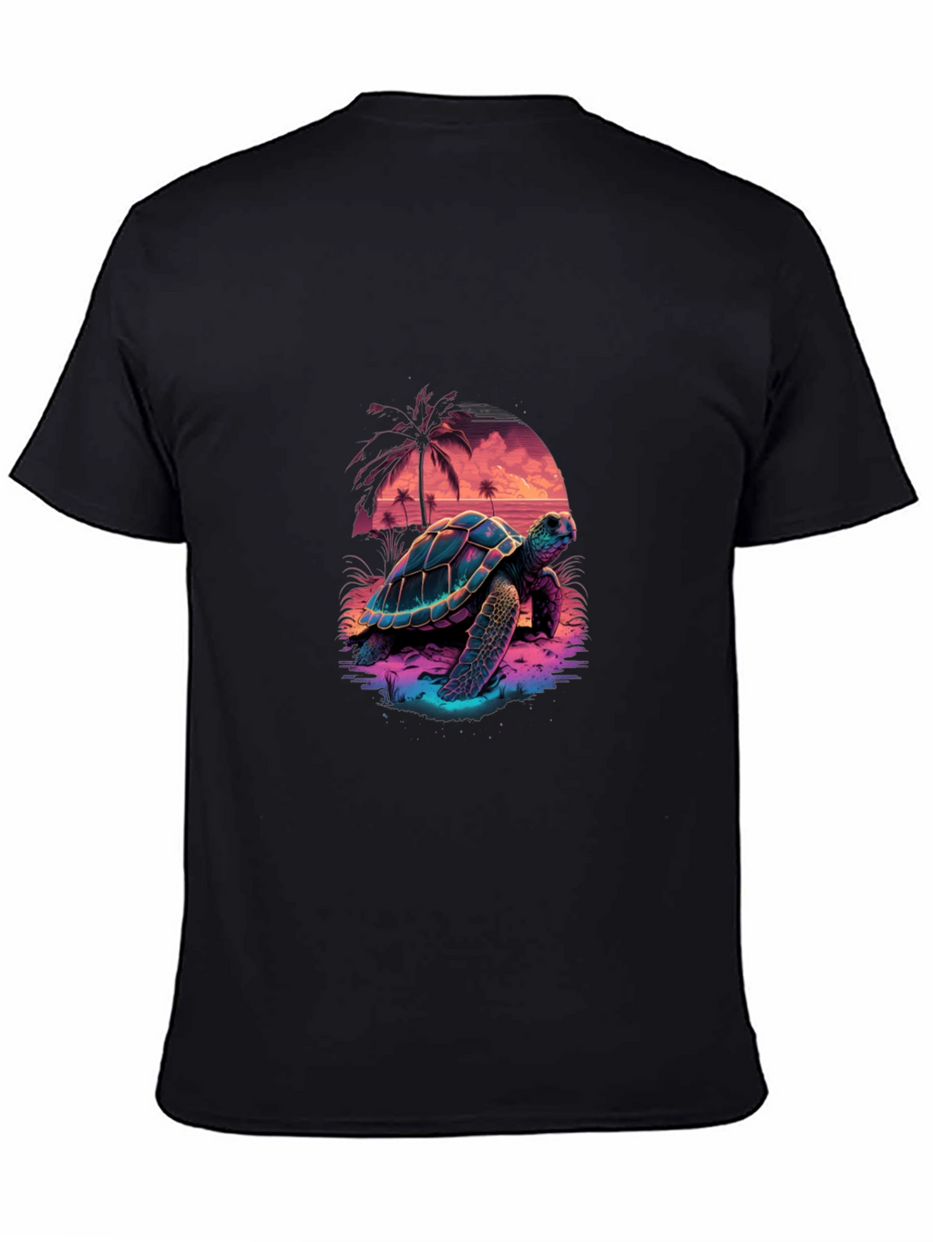 Neon Turtle Sunset Graphic T-Shirt