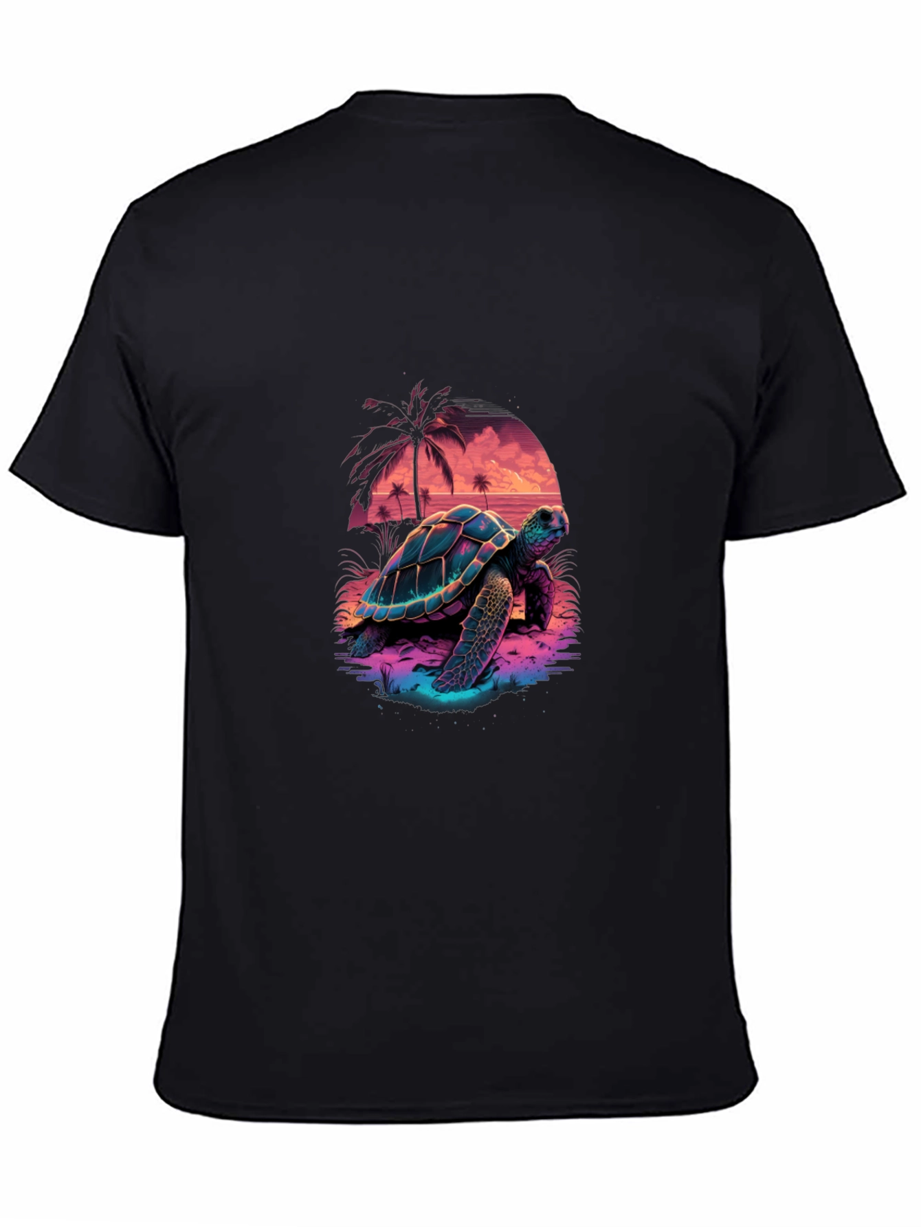Neon Turtle Sunset Graphic T-Shirt