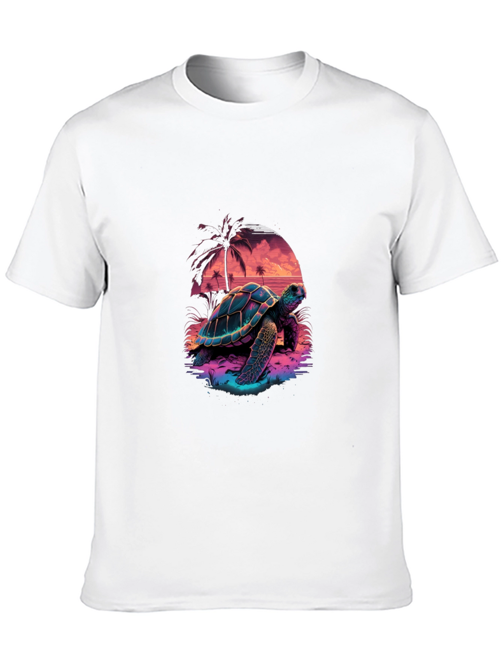 Neon Turtle Sunset Graphic T-Shirt