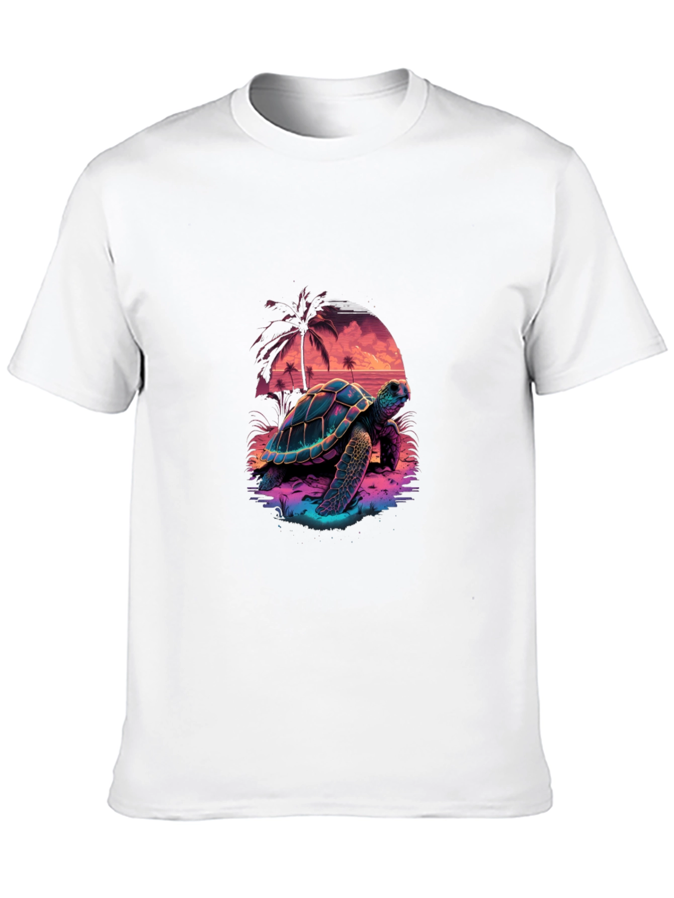 Neon Turtle Sunset Graphic T-Shirt