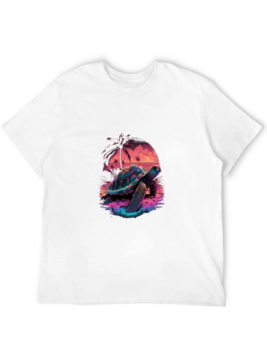 Neon Turtle Sunset Graphic T-Shirt