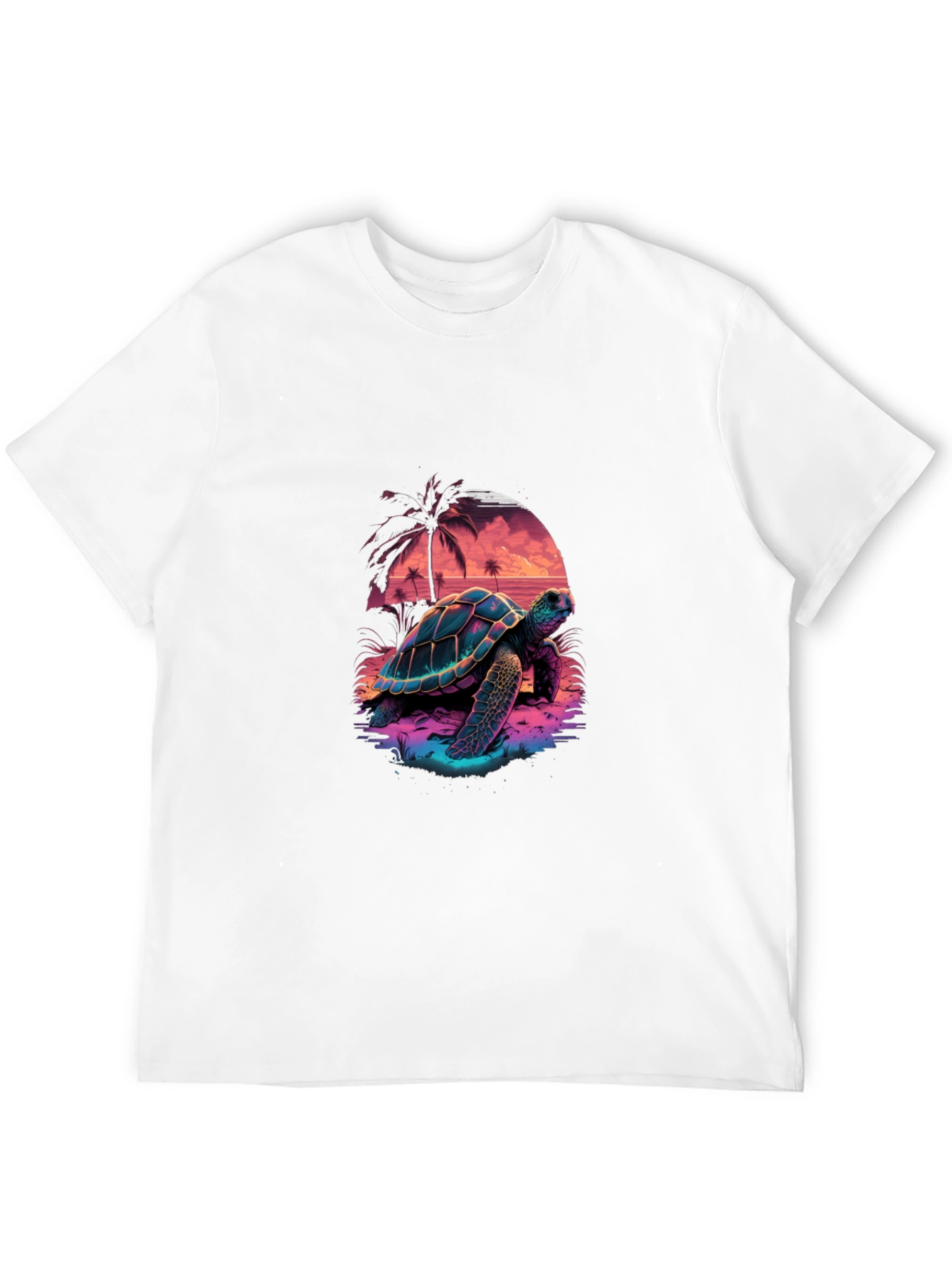 Neon Turtle Sunset Graphic T-Shirt