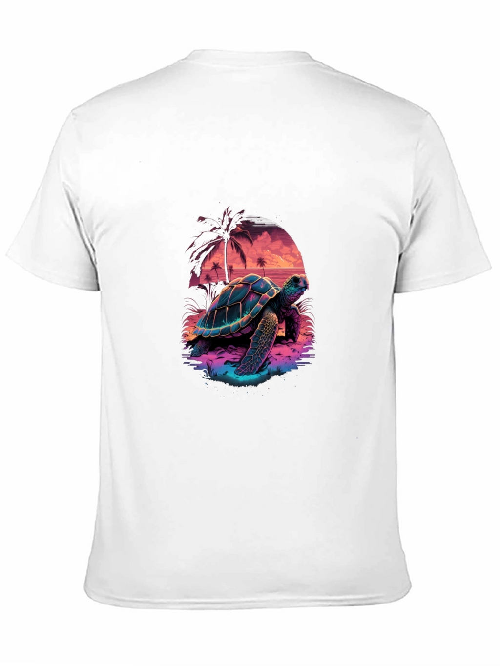 Neon Turtle Sunset Graphic T-Shirt