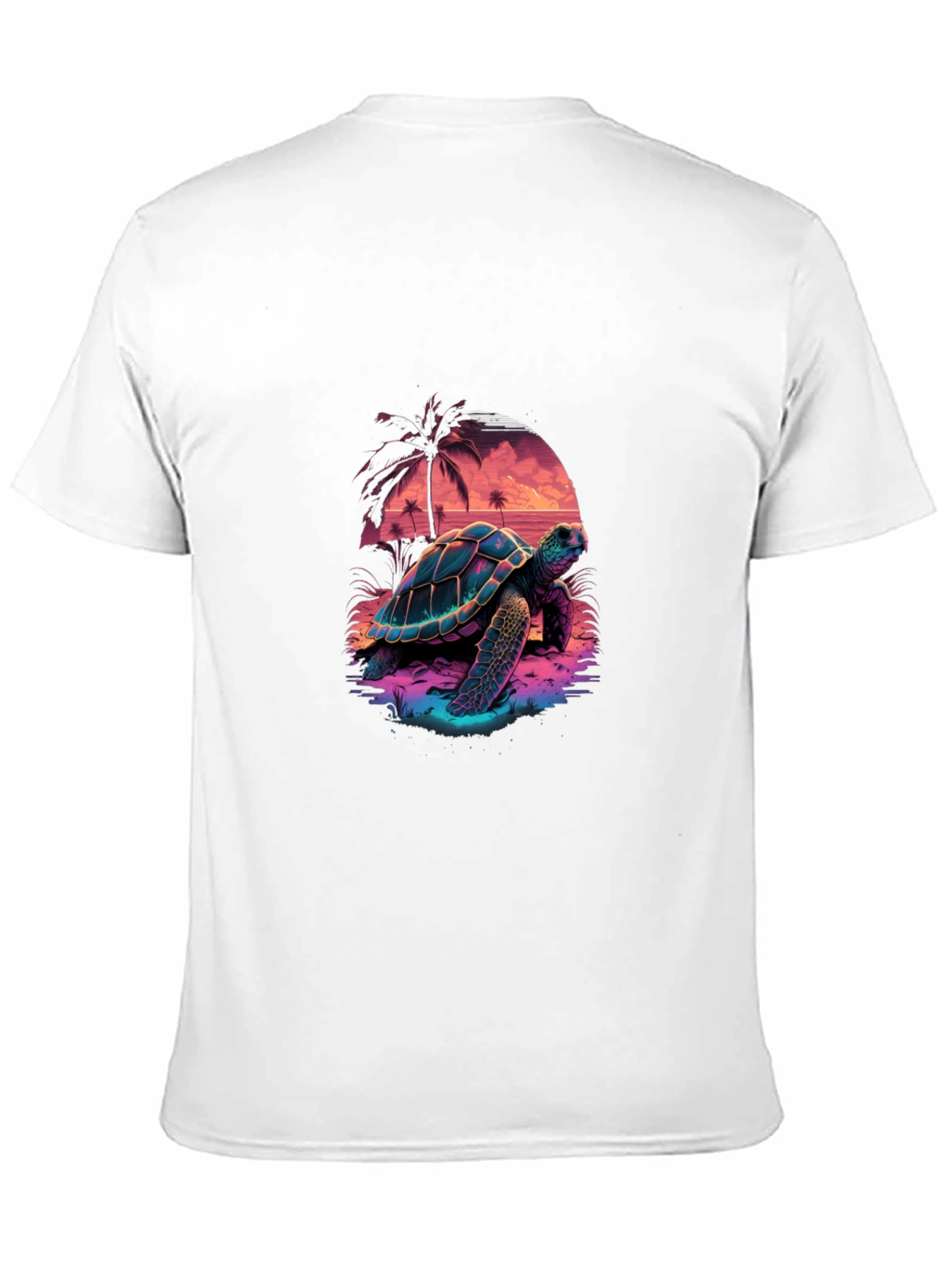 Neon Turtle Sunset Graphic T-Shirt