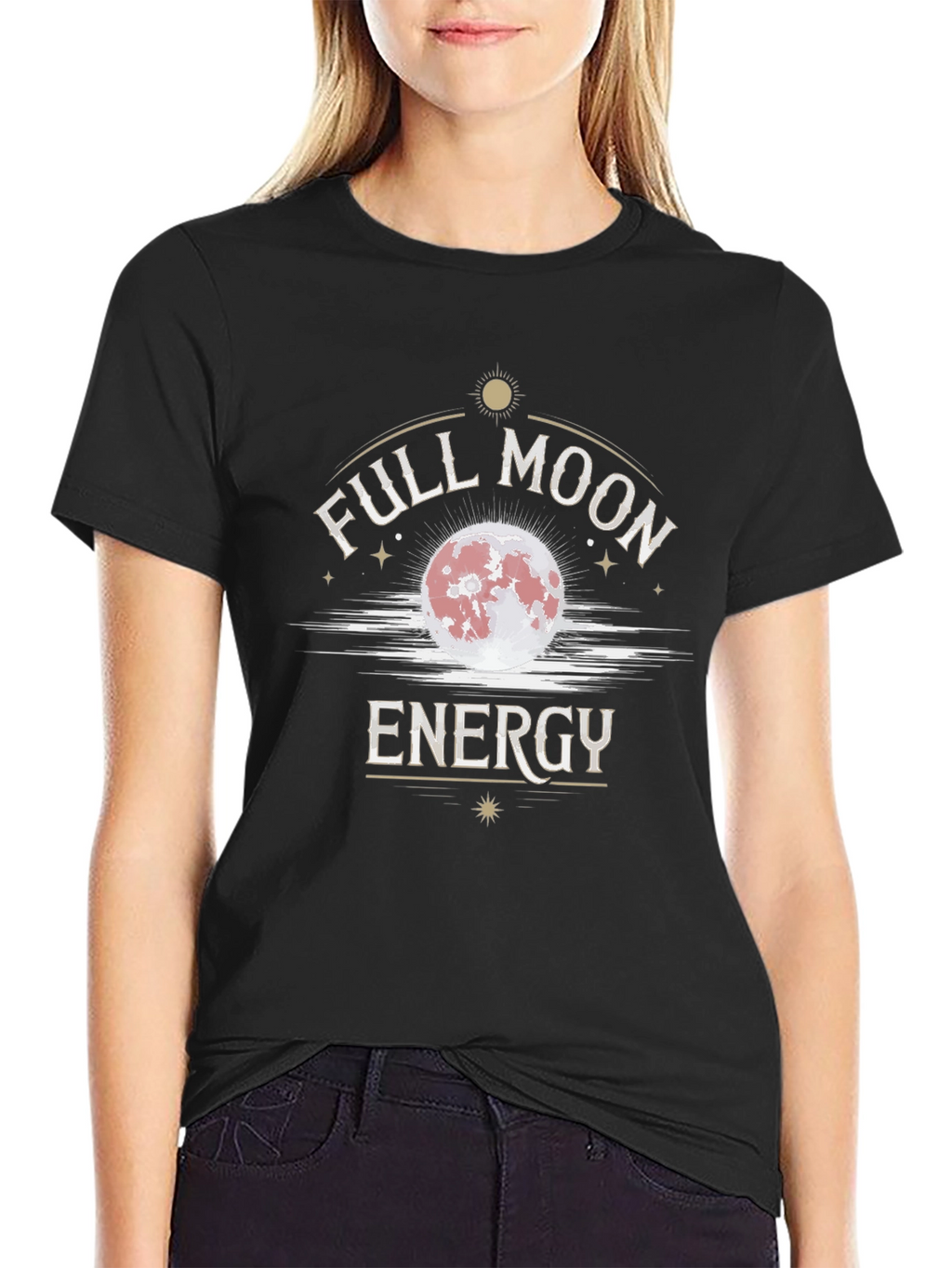 Full Moon Energy Graphic T-Shirt - Black Cotton Tee