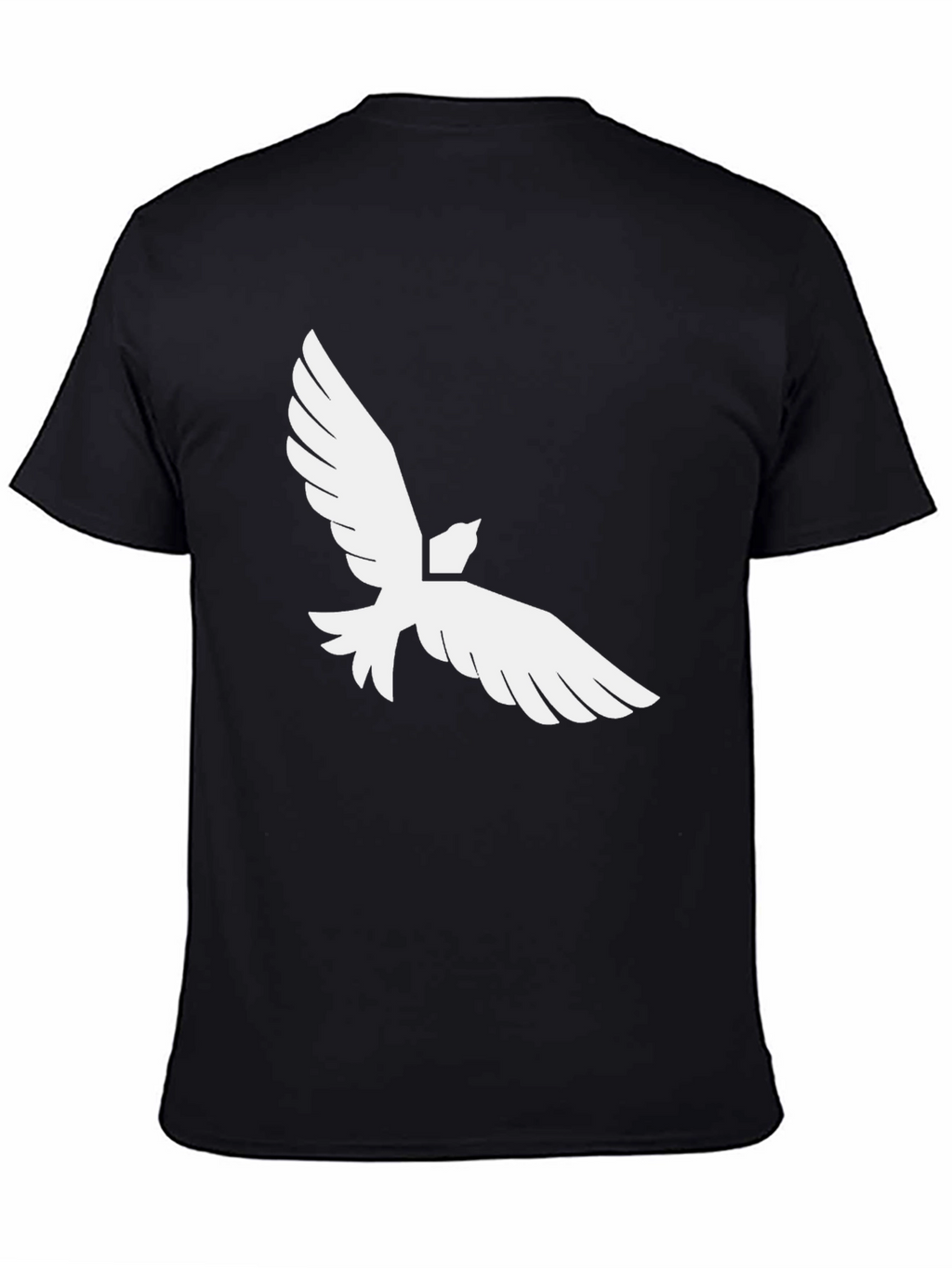 Black T-Shirt with White Dove Graphic