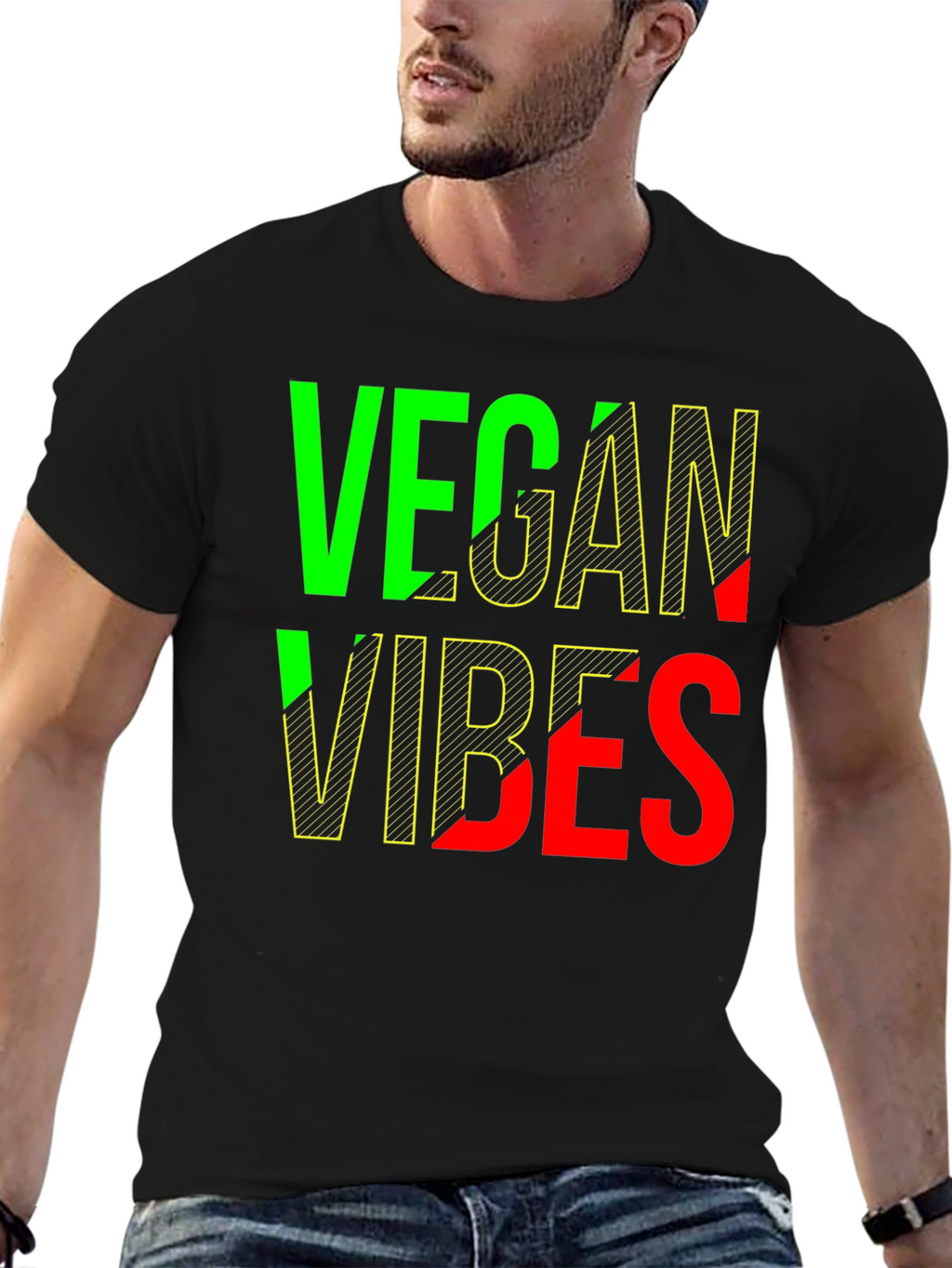 Vegan Vibes Graphic T-Shirt - Unisex Black Tee
