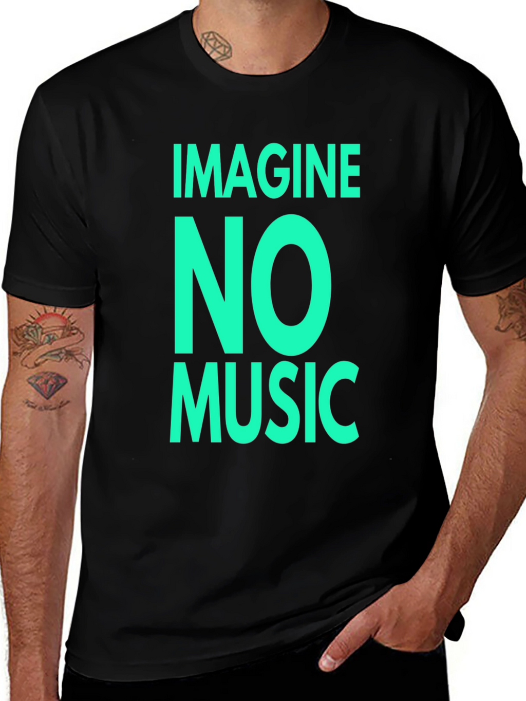 Imagine No Music Black Graphic Tee