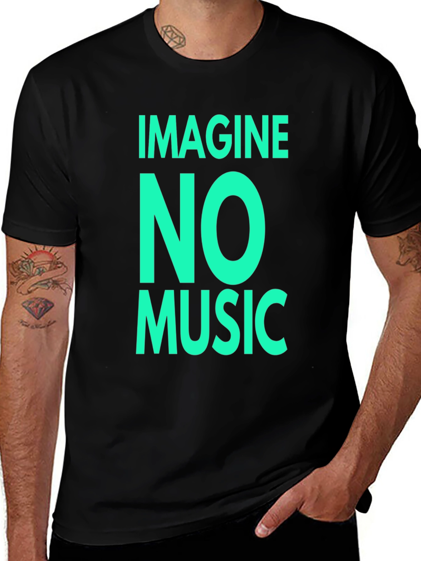 Imagine No Music Black Graphic Tee